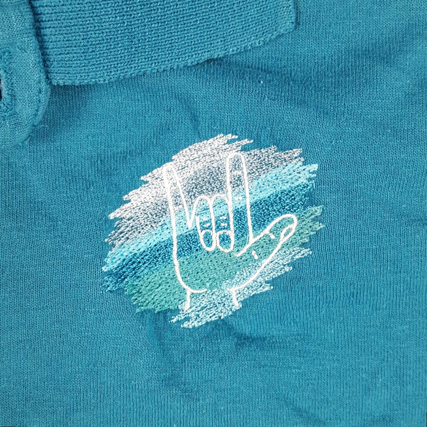 Vintage VINTAGE 80s Stedman ASL I Love You Hand Polo Shirt Sz Small Blue Surf Casual Mens Size US S / EU 44-46 / 1 - 3 Thumbnail