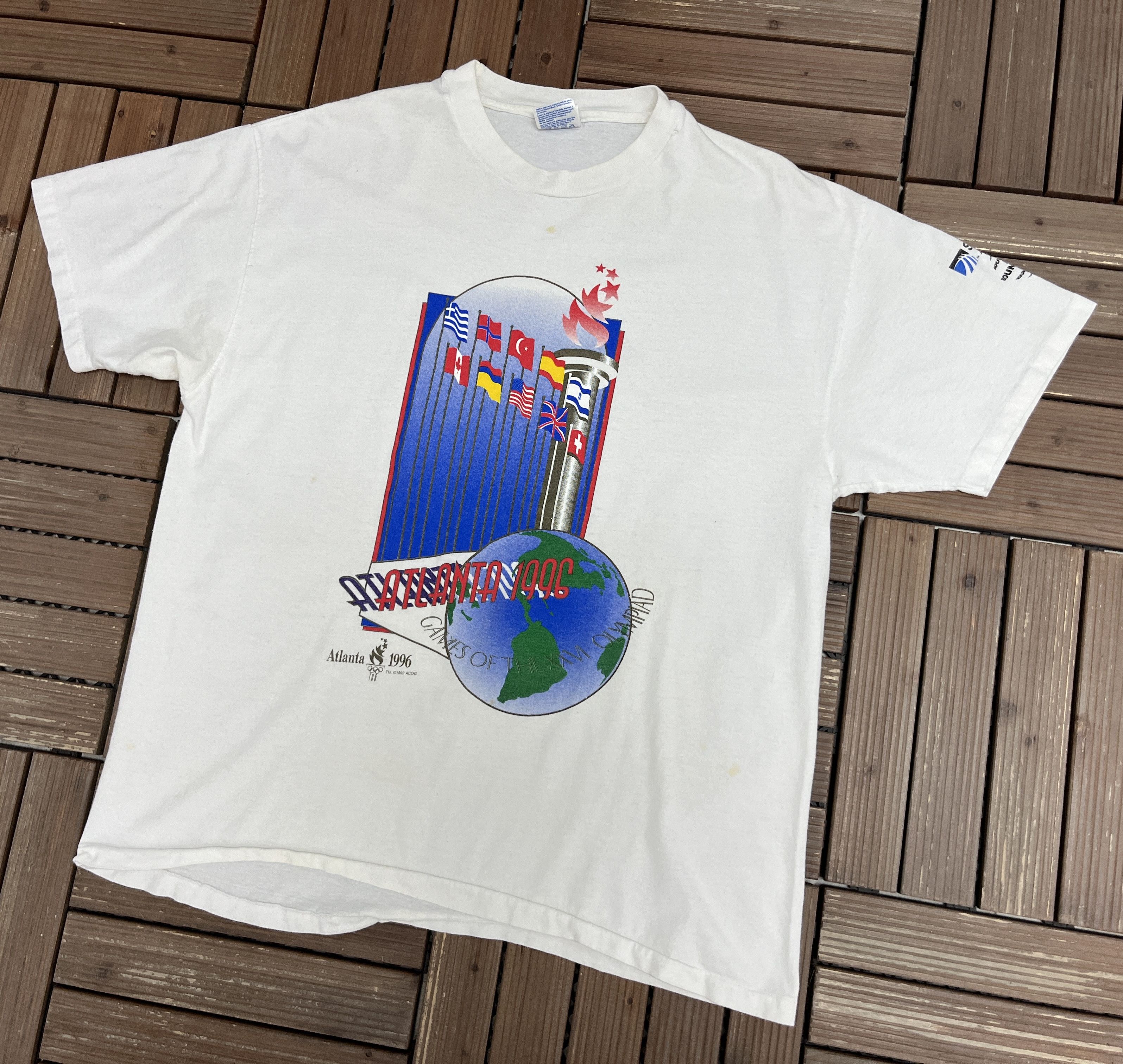 Vintage Atlanta Olympics 1996 Vintage White T-Shirt Tee Size US XL / EU 56 / 4 - 3 Thumbnail