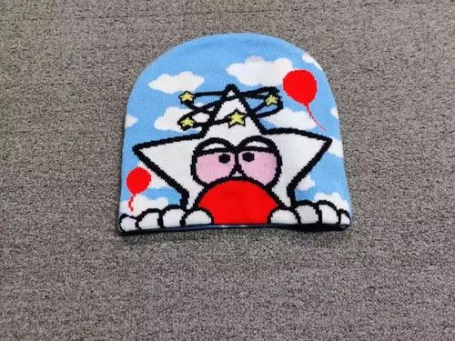Other High 420 Star Clouds Graphic No Cuff Beanie Hat Light Blue Size ONE SIZE - 1 Thumbnail