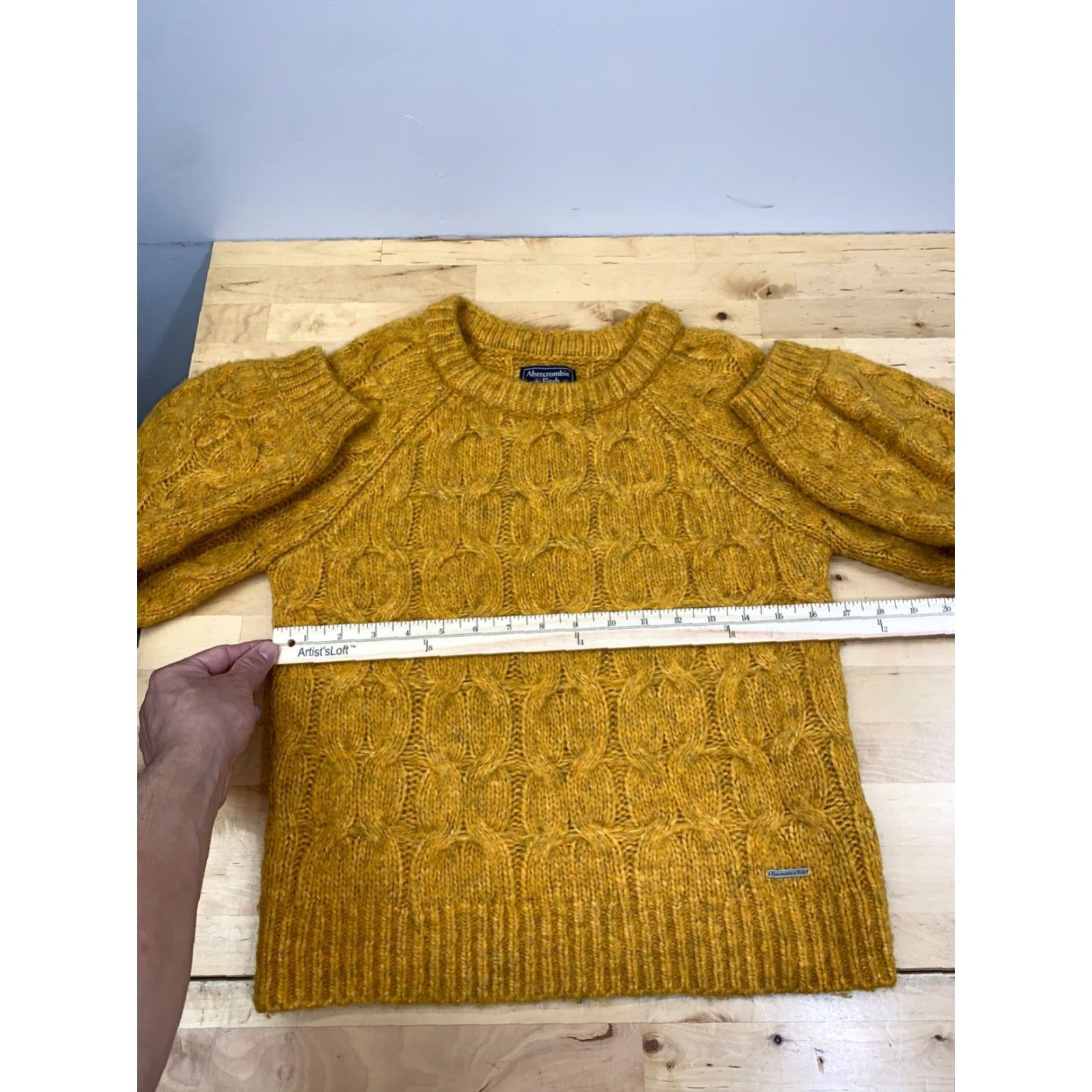 Abercrombie & Fitch Abercrombie & Fitch Knot Sweater Womens S Yellow Cable Crew Neck Pullover Long Sleeve Boxy 10945 Size S / US 4 / IT 40 - 6 Thumbnail