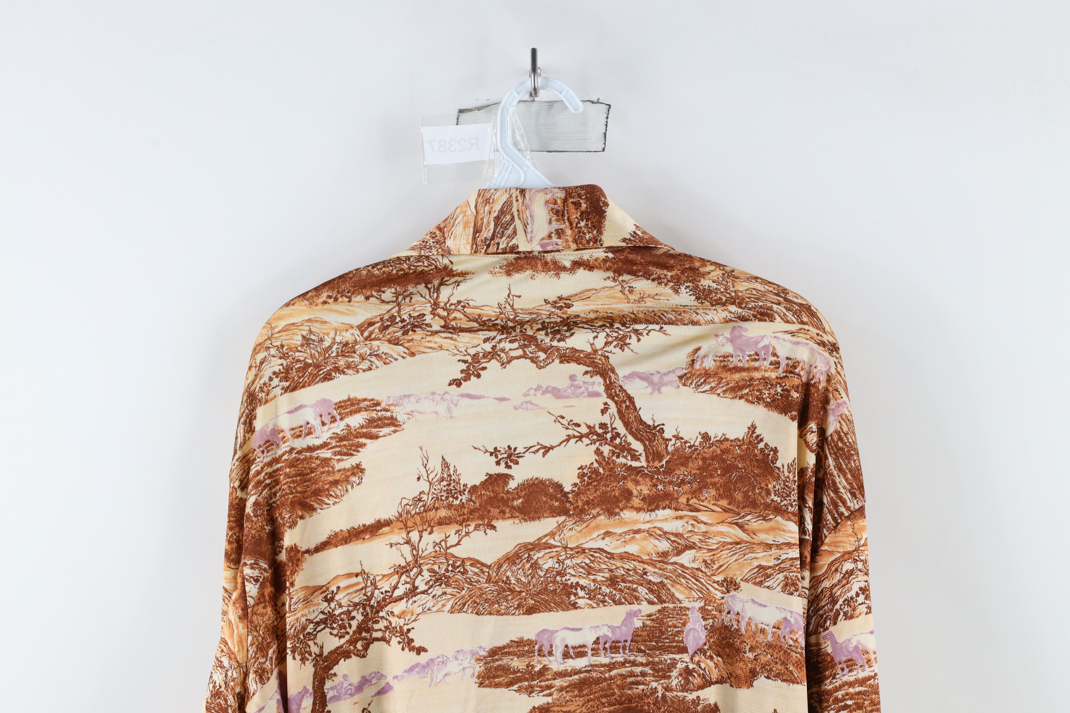 Vintage Vintage 60s 70s Streetwear Over Print Knit Button Shirt USA Size US L / EU 52-54 / 3 - 13 Thumbnail