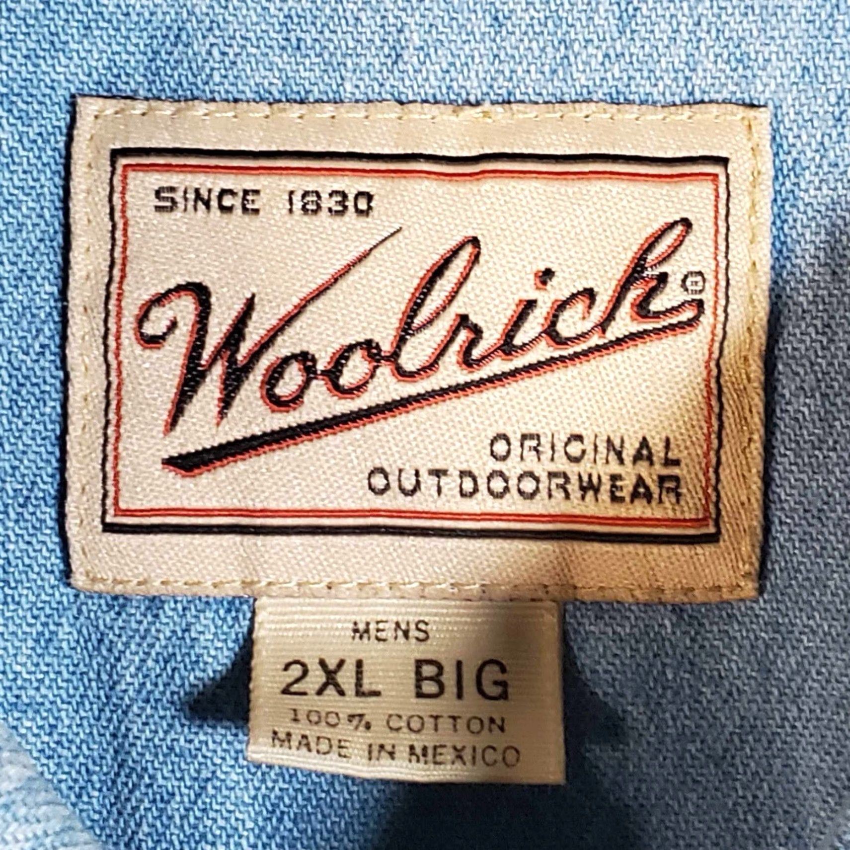 Vintage VINTAGE Woolrich Shirt Denim Long Sleeve Button-Up 2XL BIG Distressed Blueship? Size US XXL / EU 58 / 5 - 2 Thumbnail