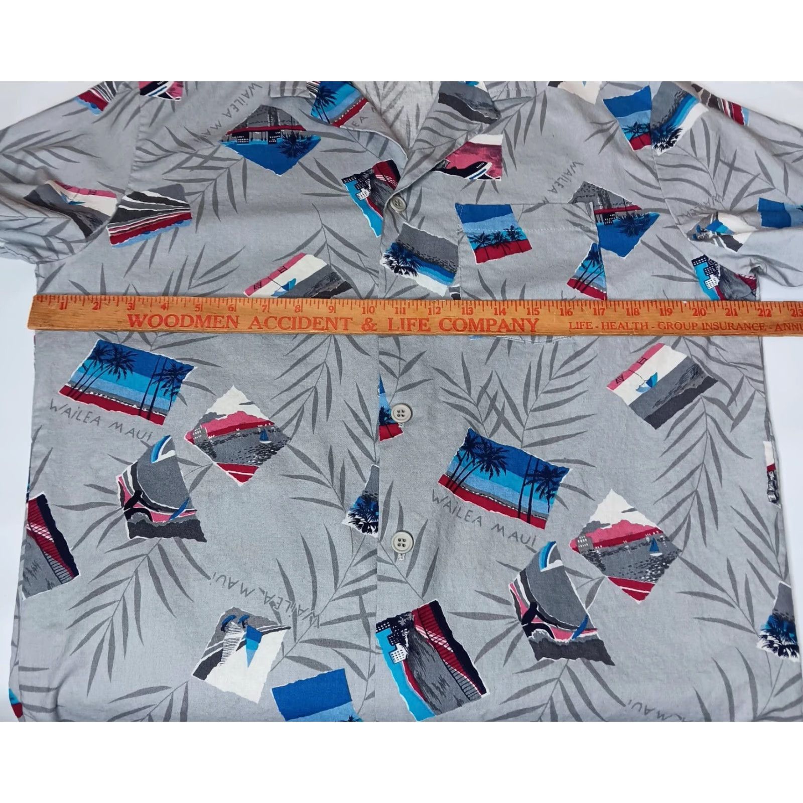 Jantzen VINTAGE Jantzen Hawaiian Shirt Smart 80s/90s Button-Up Short Sleeve Gray L Men Wailea Maui Aloha Beach Tropical Surfer Pattern Size US L / EU 52-54 / 3 - 5 Thumbnail