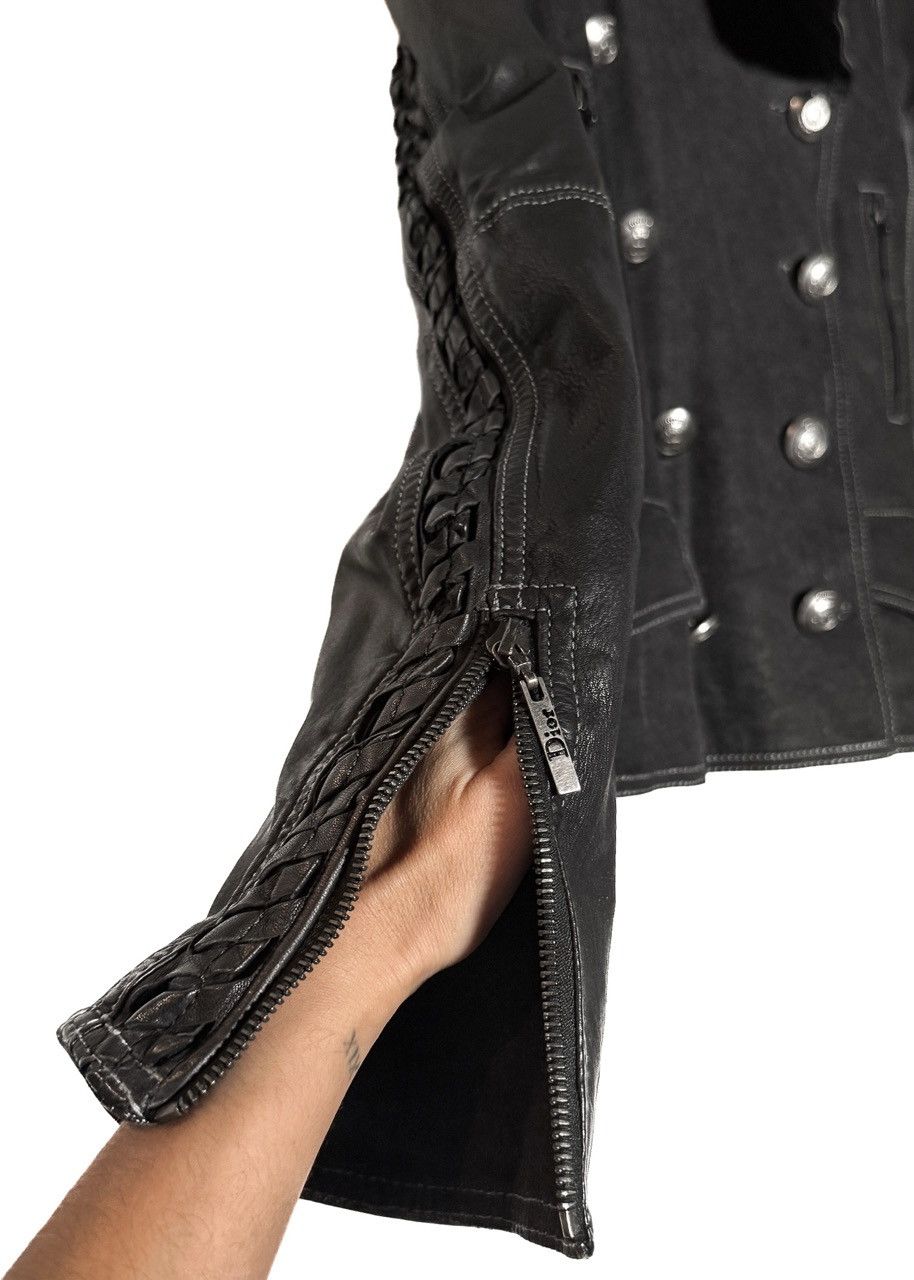 Dior Christian Dior Black Leather Braided Sleeves Denim Jacket Size M / US 6-8 / IT 42-44 - 8 Thumbnail
