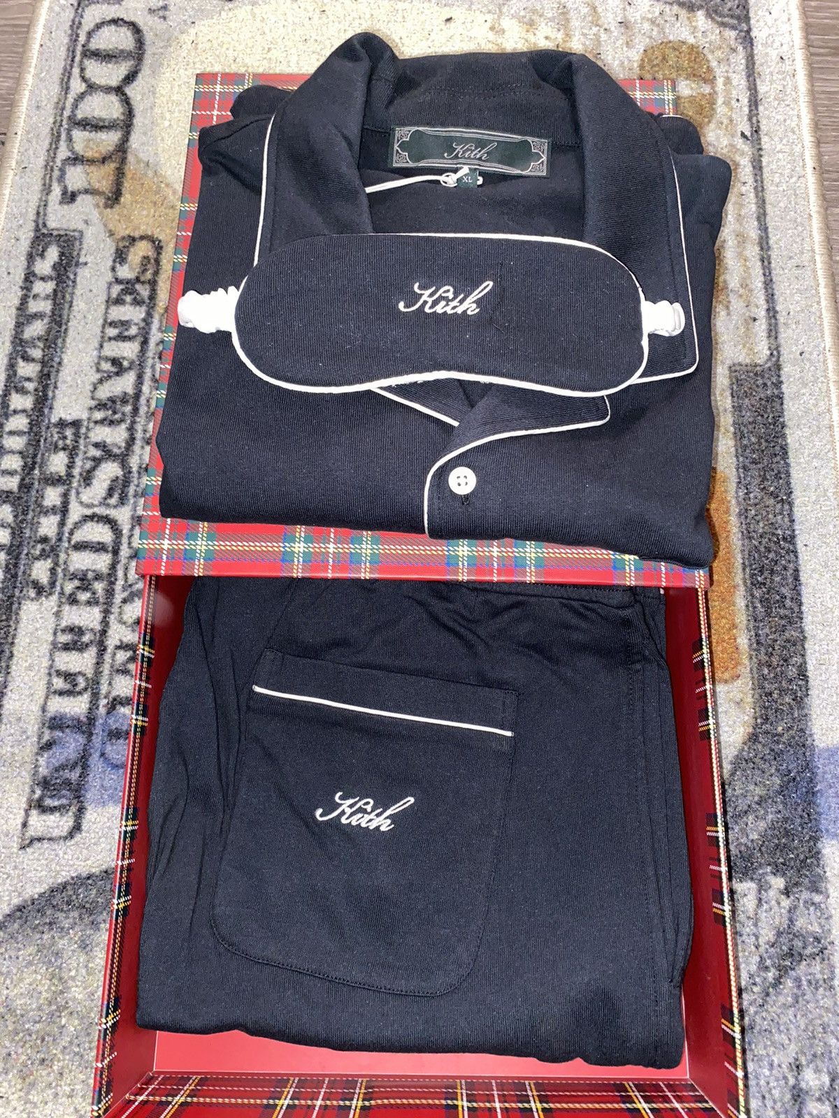 image of Kith Kithmas Script Pajama Set in Black, Men's (Size XL)