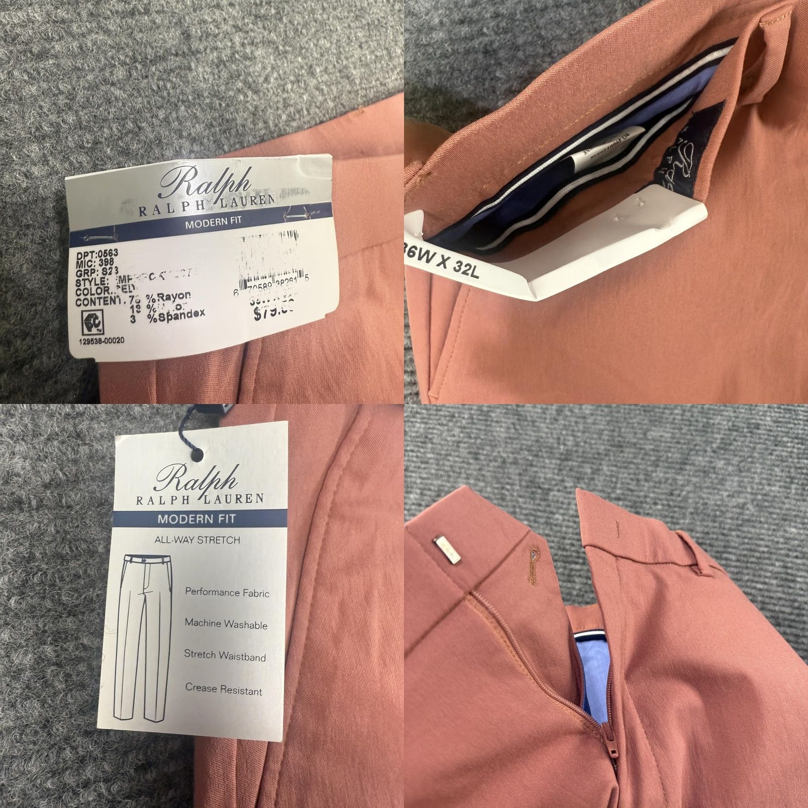 Ralph Lauren Ralph Lauren Mens Chino Pants 36x32 Red Pink Modern Fit Stretch Performance Size US 36 / EU 52 - 8 Thumbnail