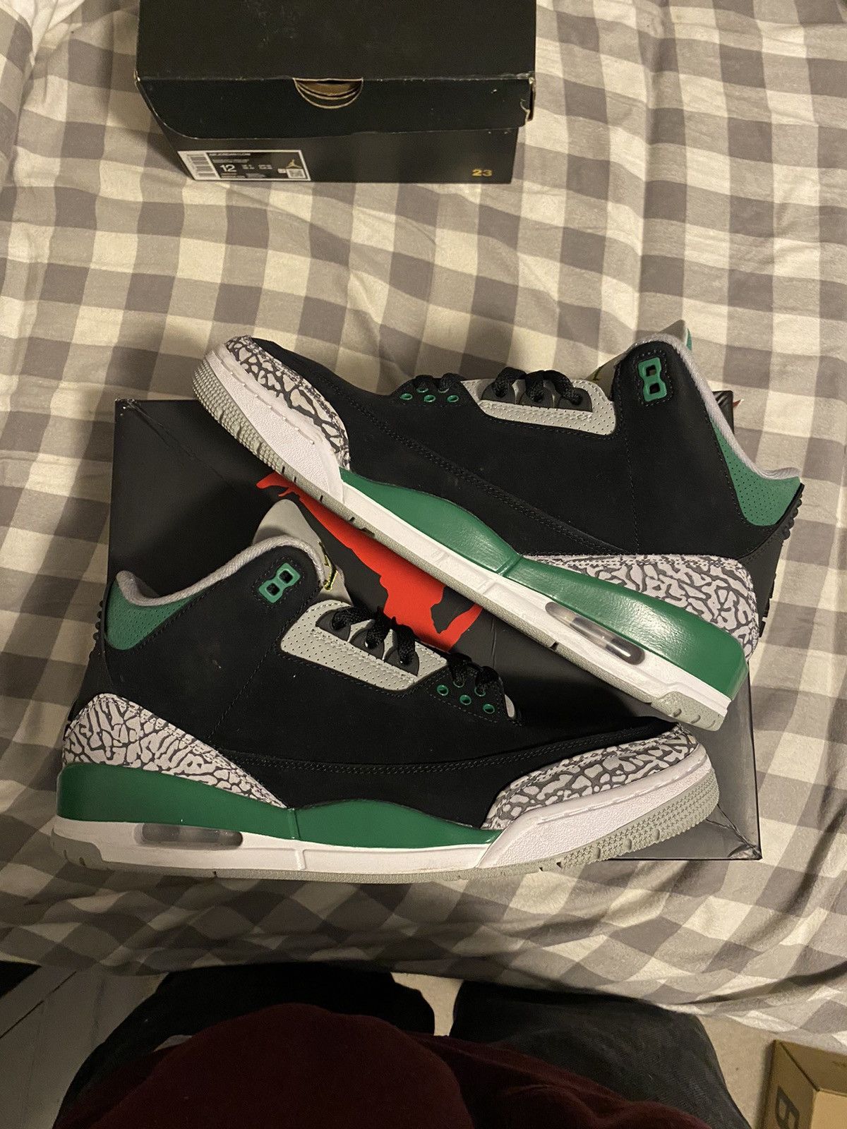 image of Jordan Brand 3 Pine Green Shoes in Black, Men's (Size 12)