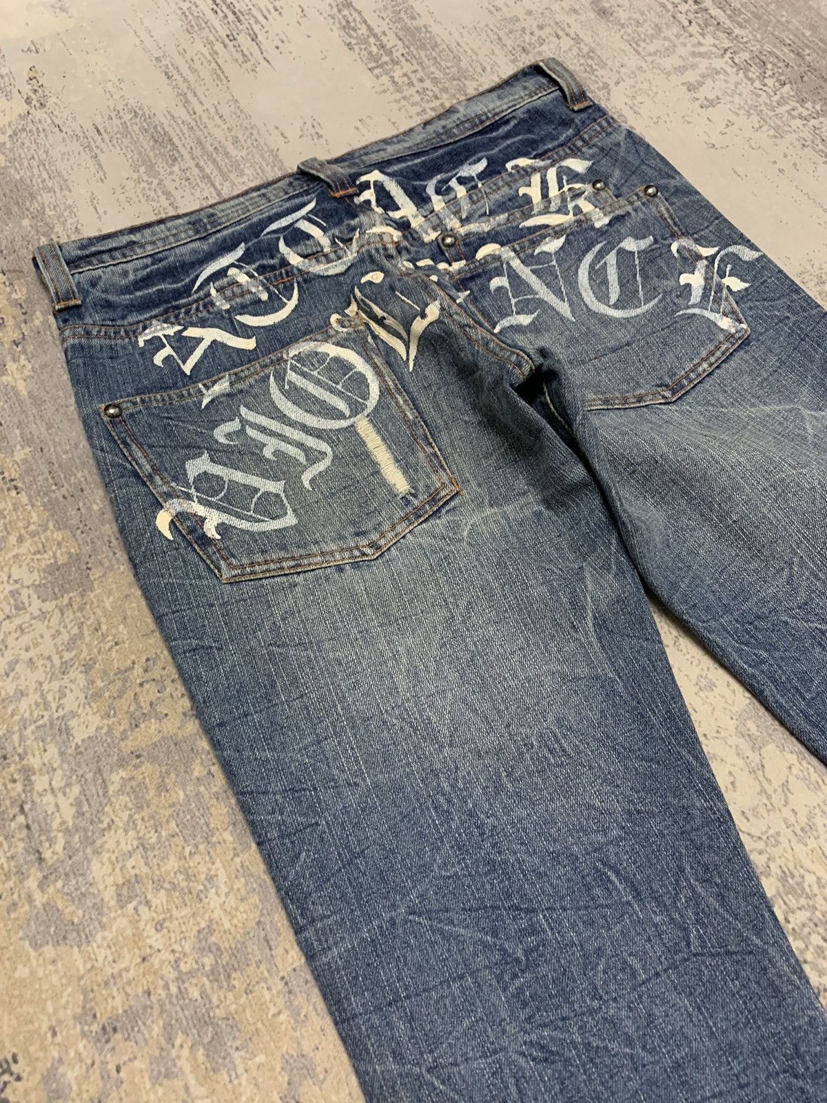 If Six Was Nine Archive Japanese Place Plan Attack Violence Flare Jeans Y2K Size US 30 / EU 46 - 11 Thumbnail