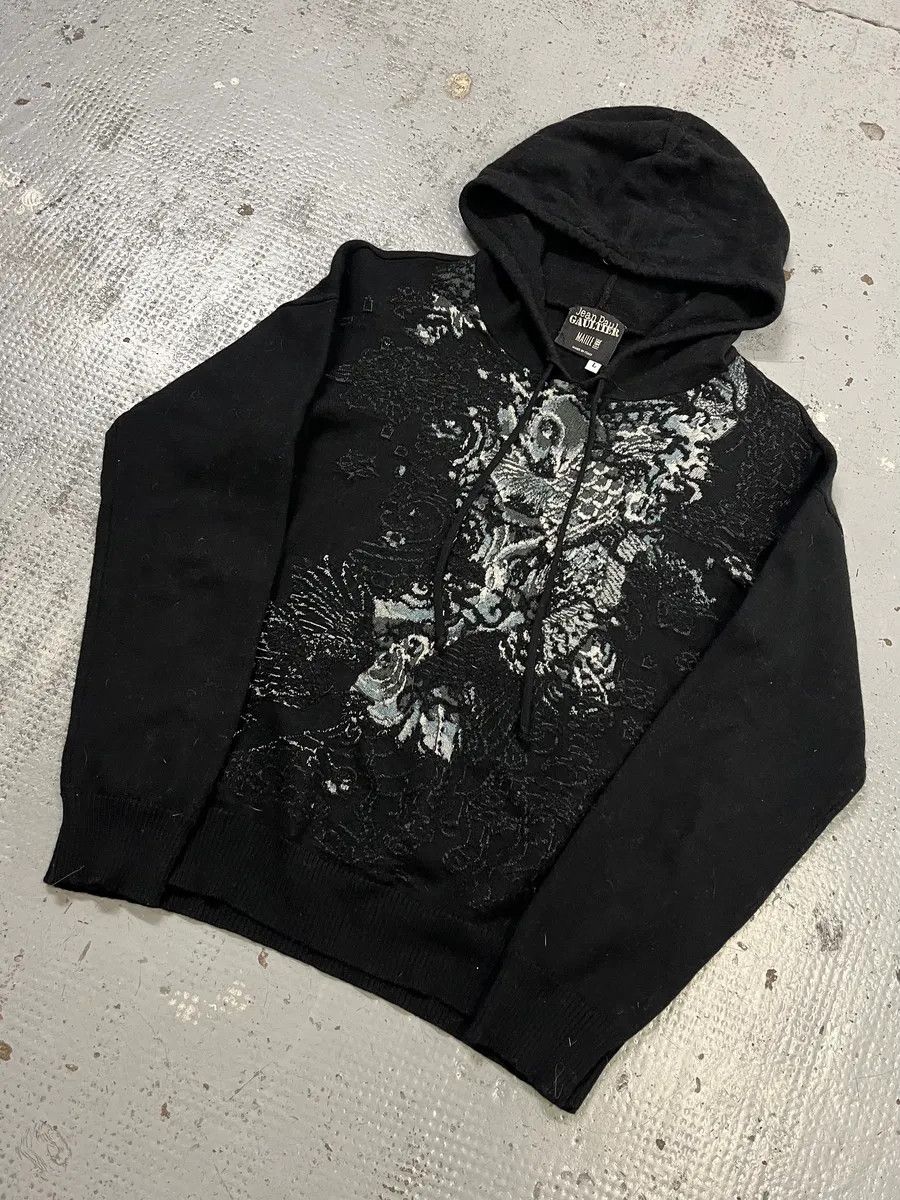 Jean Paul Gaultier Jean Paul Gaultier Japanese Motif Black Wool Hoodie Size S / US 4 / IT 40 - 4 Thumbnail
