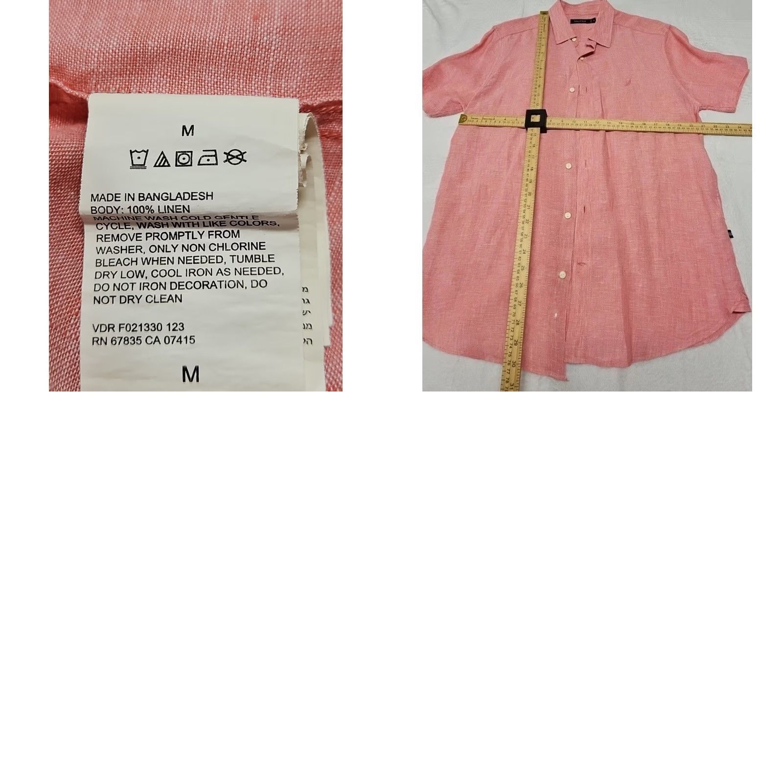 Nautica Nautica Shirt Men’s Linen Pink Short Sleeve Button-Up Casual Summer Solid Collared Beach Preppy Vintage No (adjusted within rules) Size US M / EU 48-50 / 2 - 8 Thumbnail
