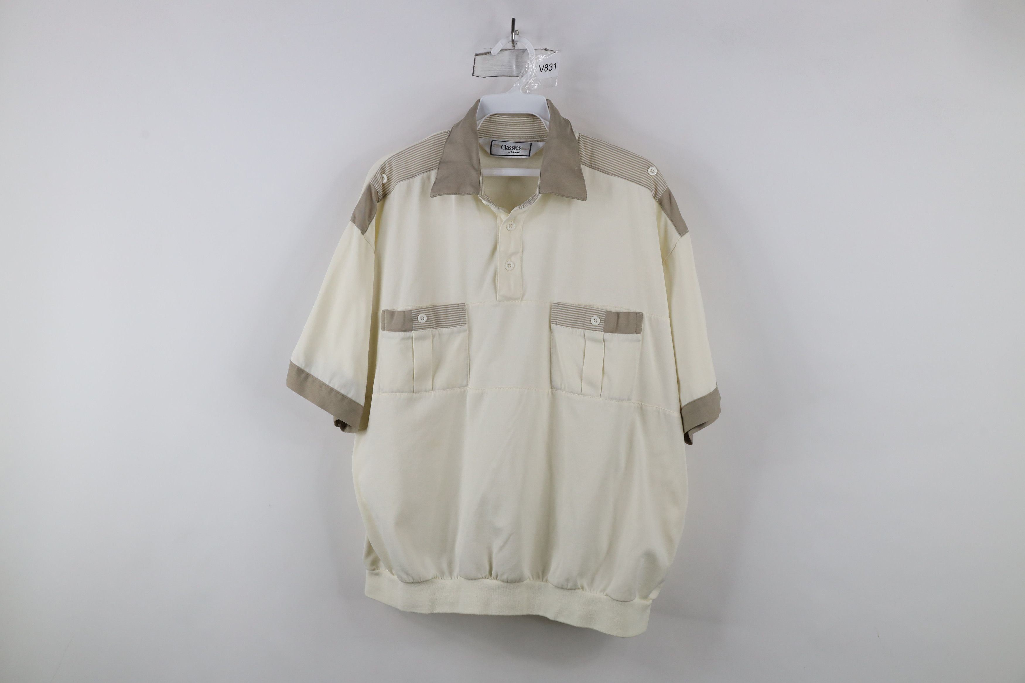 Vintage Vintage 90s Streetwear Collared Pullover Polo Shirt Cream Size US L / EU 52-54 / 3 - 1 Thumbnail