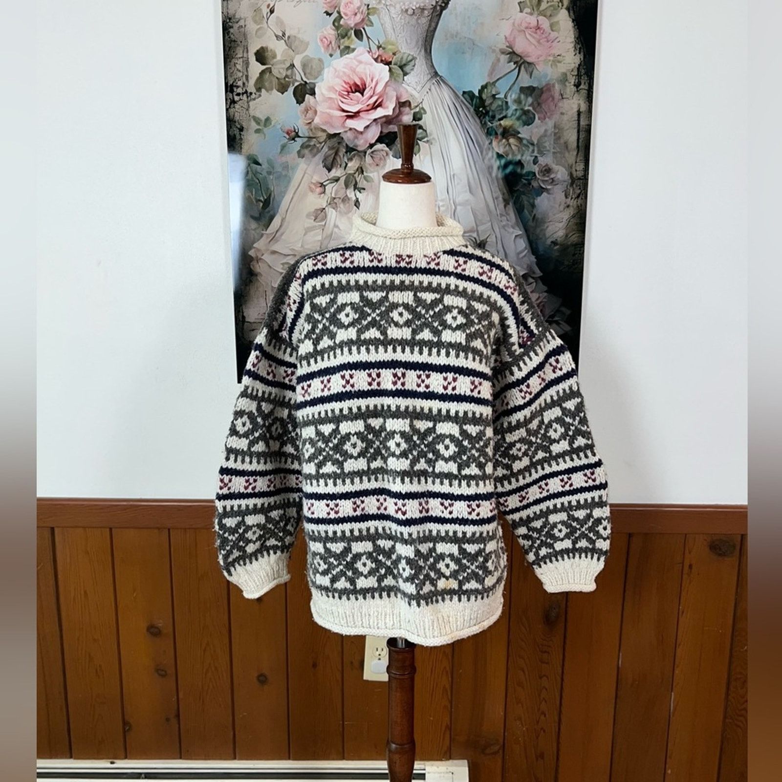 Vintage Awesome Vintage 1980s Rey Wear Wool Fair Isle Sweater! Size L / US 10 / IT 46 - 2 Thumbnail