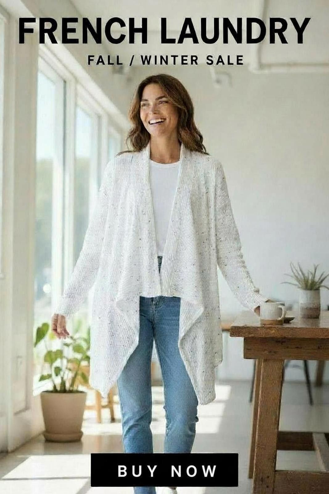 Other French Laundry White Open-Front Draped Cardigan Sweater Size XL / US 12-14 / IT 48-50 - 1 Thumbnail