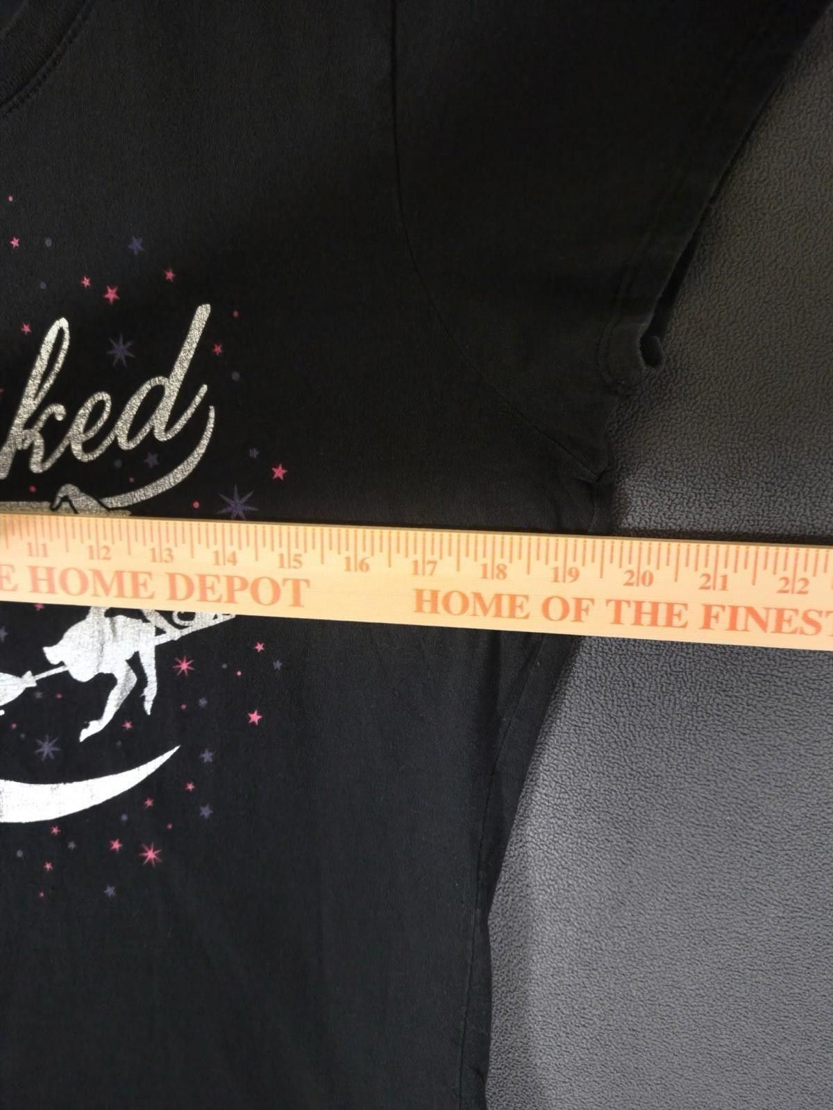 Crescent Down Works Wicked Witch Halloween Graphic T-Shirt Black Moon Stars Size L / US 10 / IT 46 - 2 Thumbnail