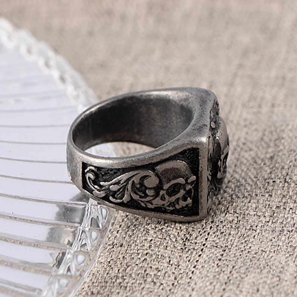 Jewelry Creative Unique Rose Skull Ring Size ONE SIZE - 4 Thumbnail