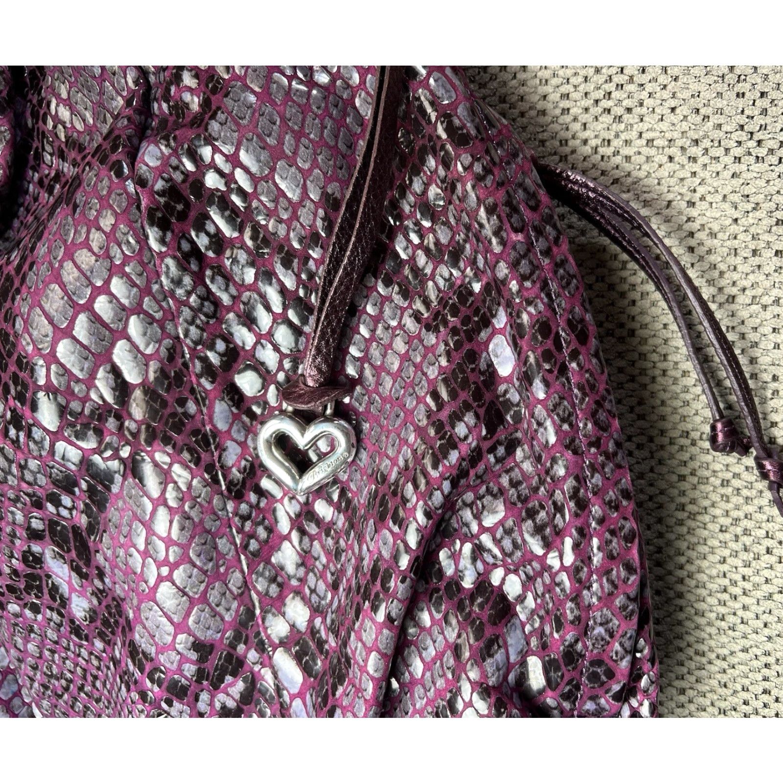 Brighton VINTAGE Brighton Nolita Hobo Bag Leather Purple Large 18” 14.5” 4.5” Tassel Snake Braided Strap Women Mens? Size ONE SIZE - 5 Thumbnail