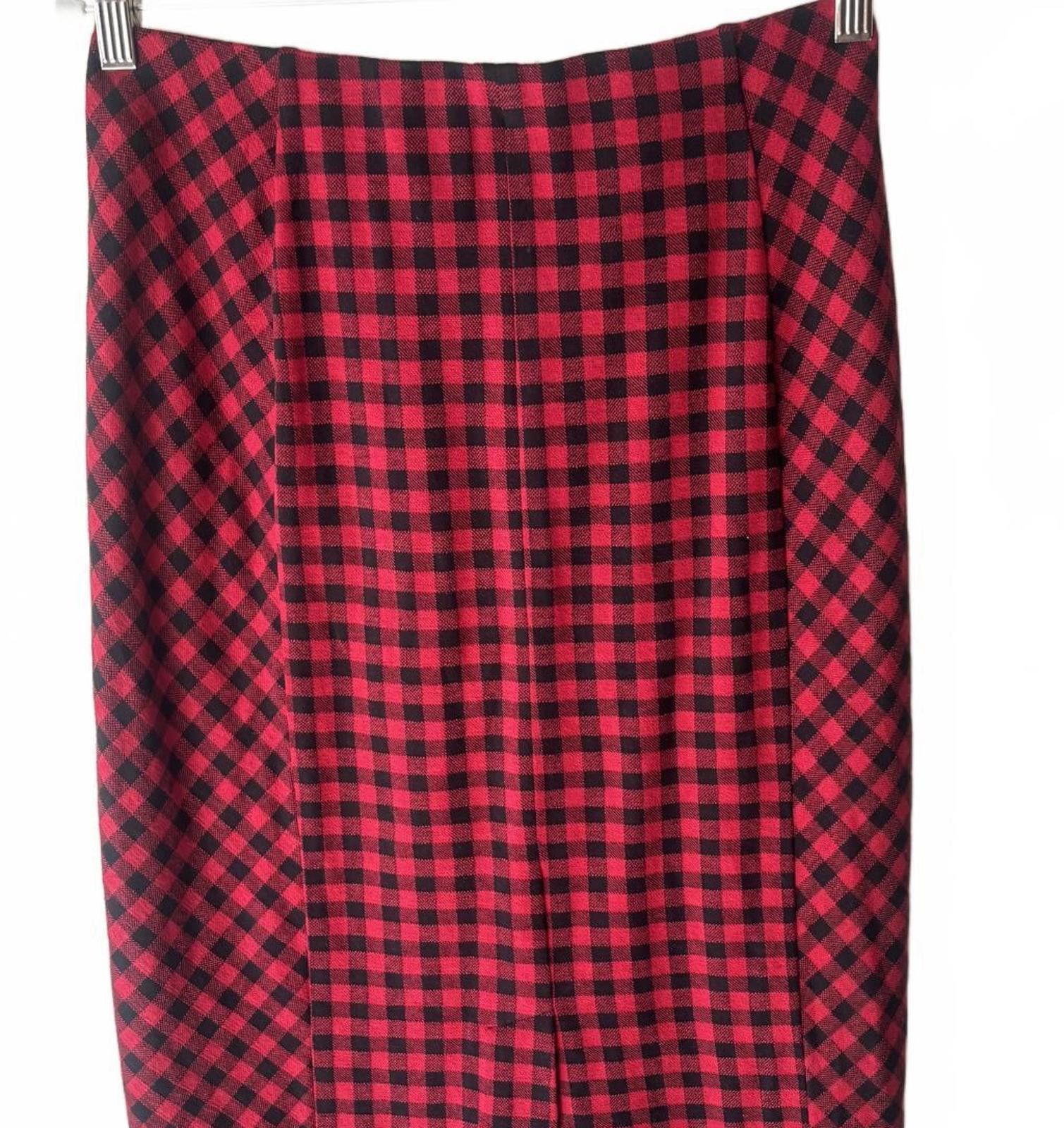 J. Jill J. Jill Red and Black Checkered Pencil Skirt Size 26" / US 2 / IT 38 - 4 Thumbnail