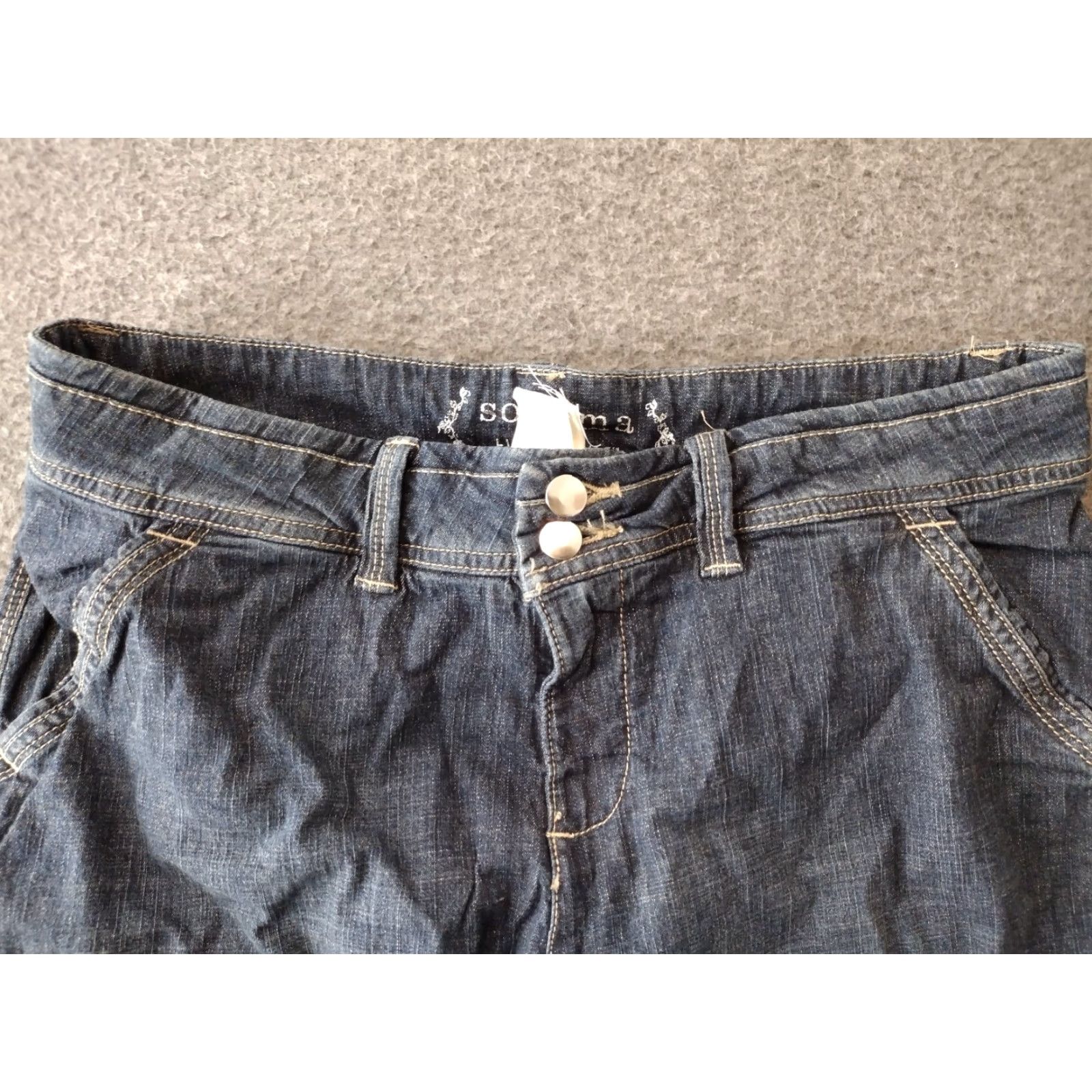 Doublet Sonoma Women's Bermuda Shorts Blue Denim 10 Stretch Double Button 4-Pocket Mid Rise Casual Beach Walking - Womens Size 32" / US 10 / IT 46 - 3 Thumbnail