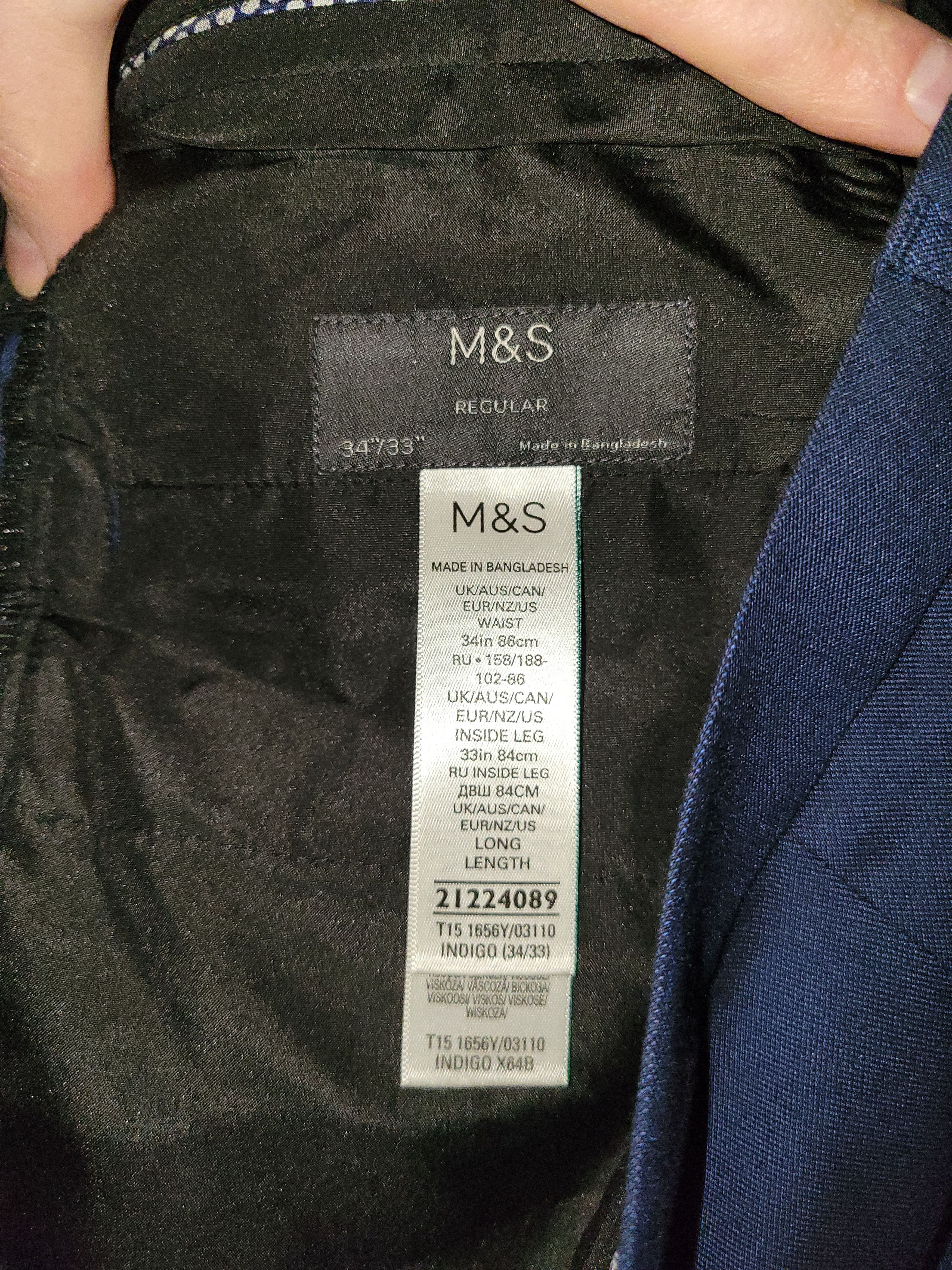 Marks & Spencer M&S Indigo Blue Suit - 40R Jacket / 34x33 Pants Size 40L - 5 Thumbnail
