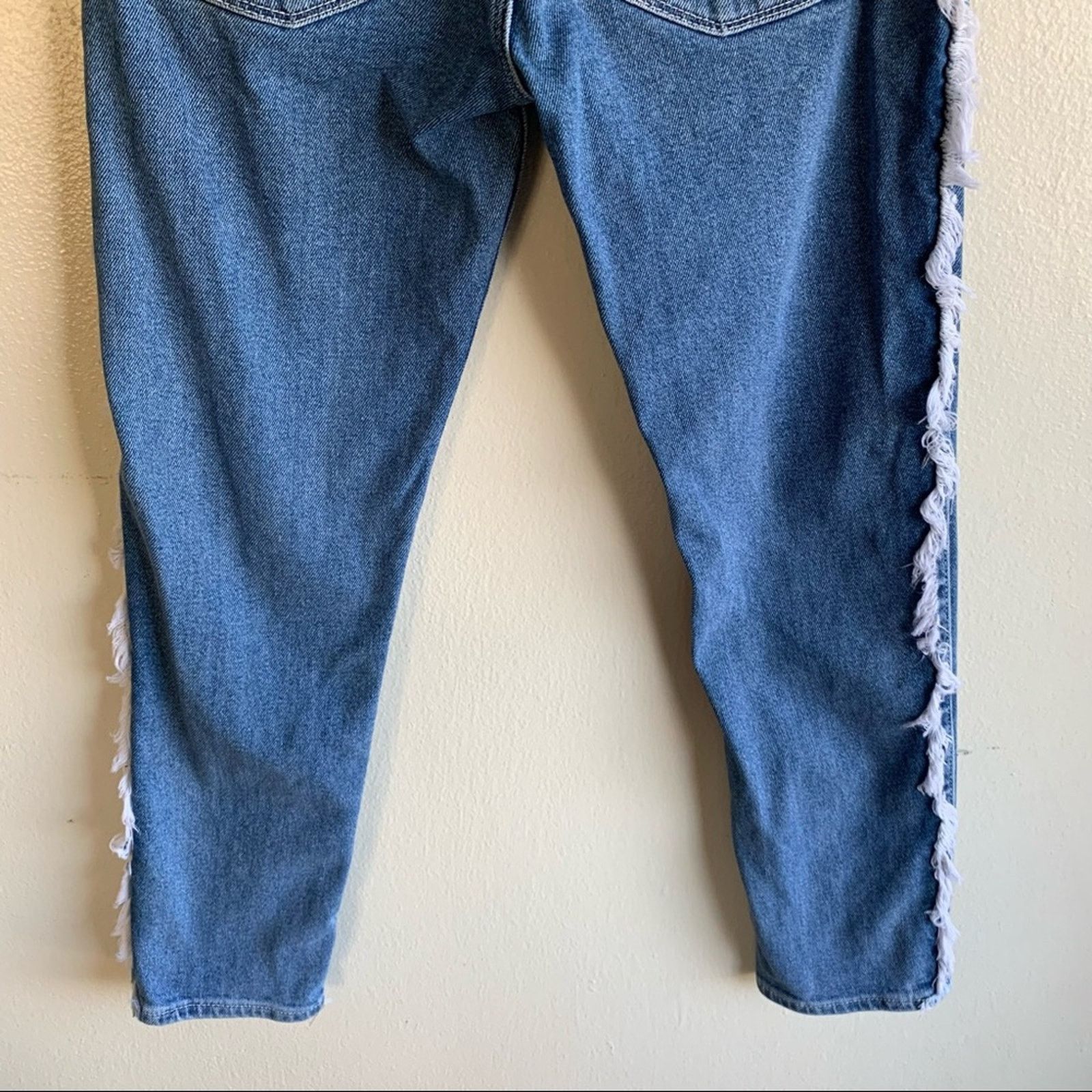 Asos ASOS Skinny jeans in mid wash blue with frayed side stripe Size US 28 / EU 44 - 9 Thumbnail