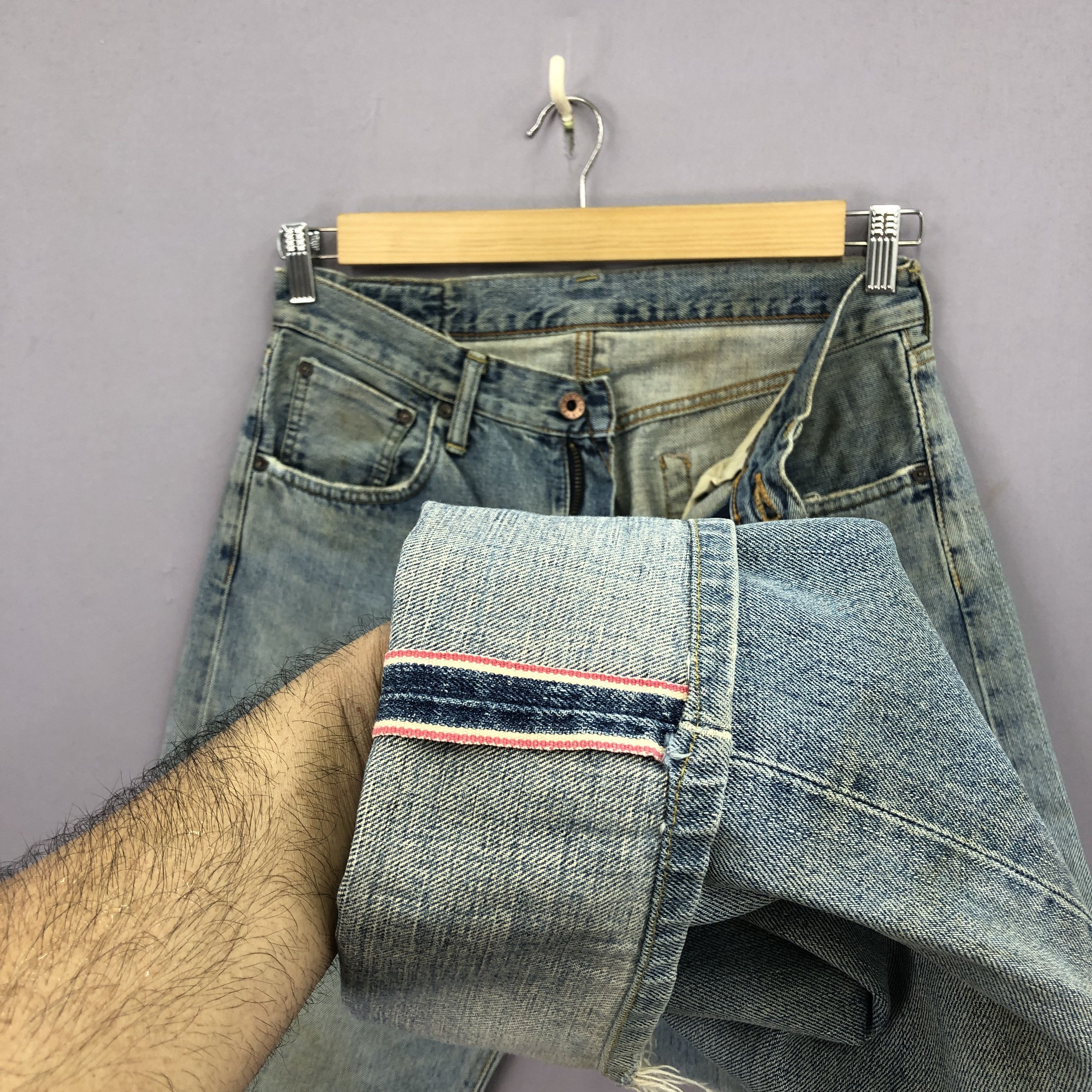 Japanese Brand Vintage Edwin 505x Selvedge Jeans Faded Mud Wash Denim Size 28" / US 6 / IT 42 - 7 Thumbnail