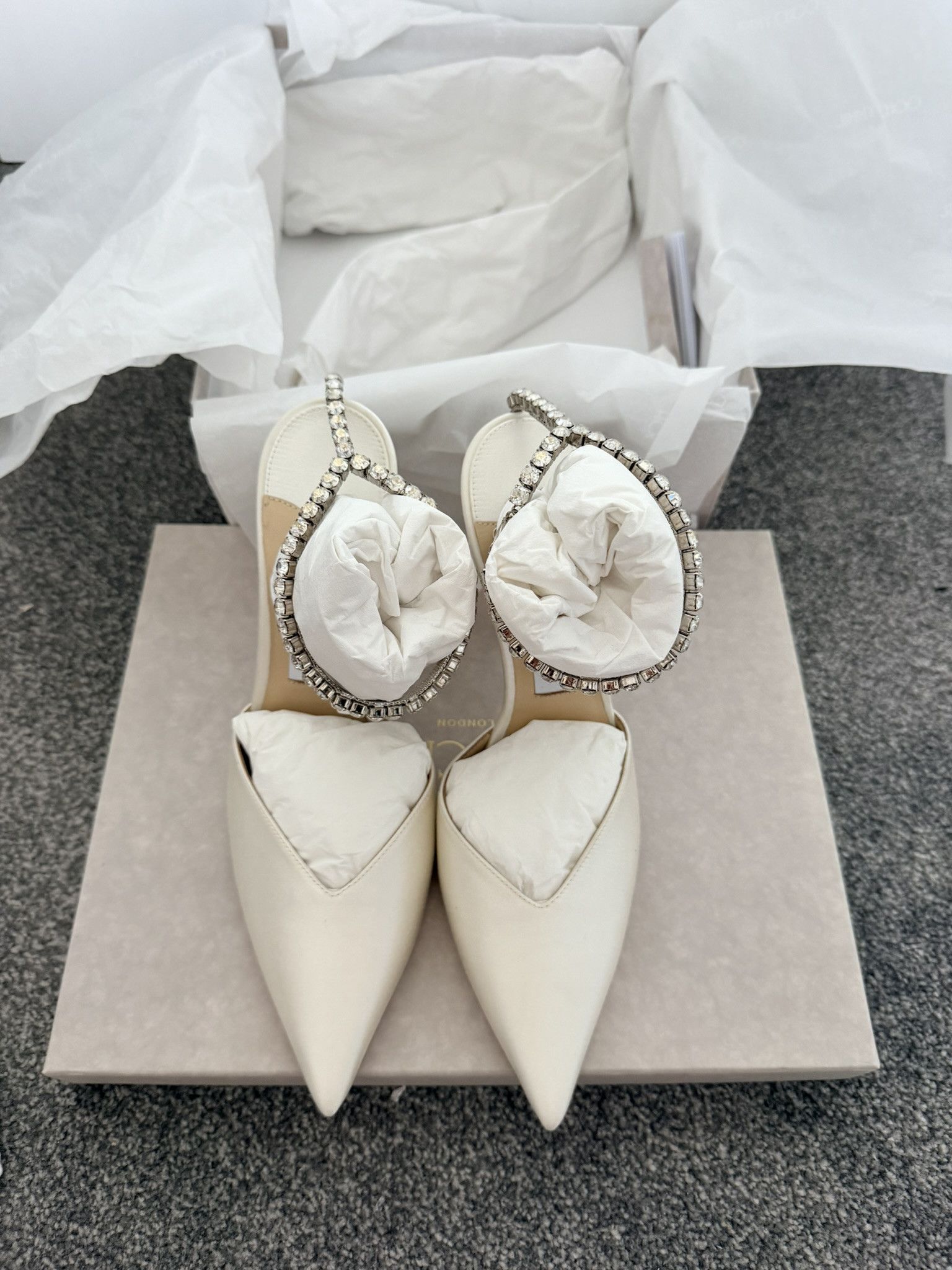 Jimmy Choo Jimmy Choo Saeda 100 l 39 EU Ivory/Crystal Size US 9 / IT 39 - 3 Thumbnail