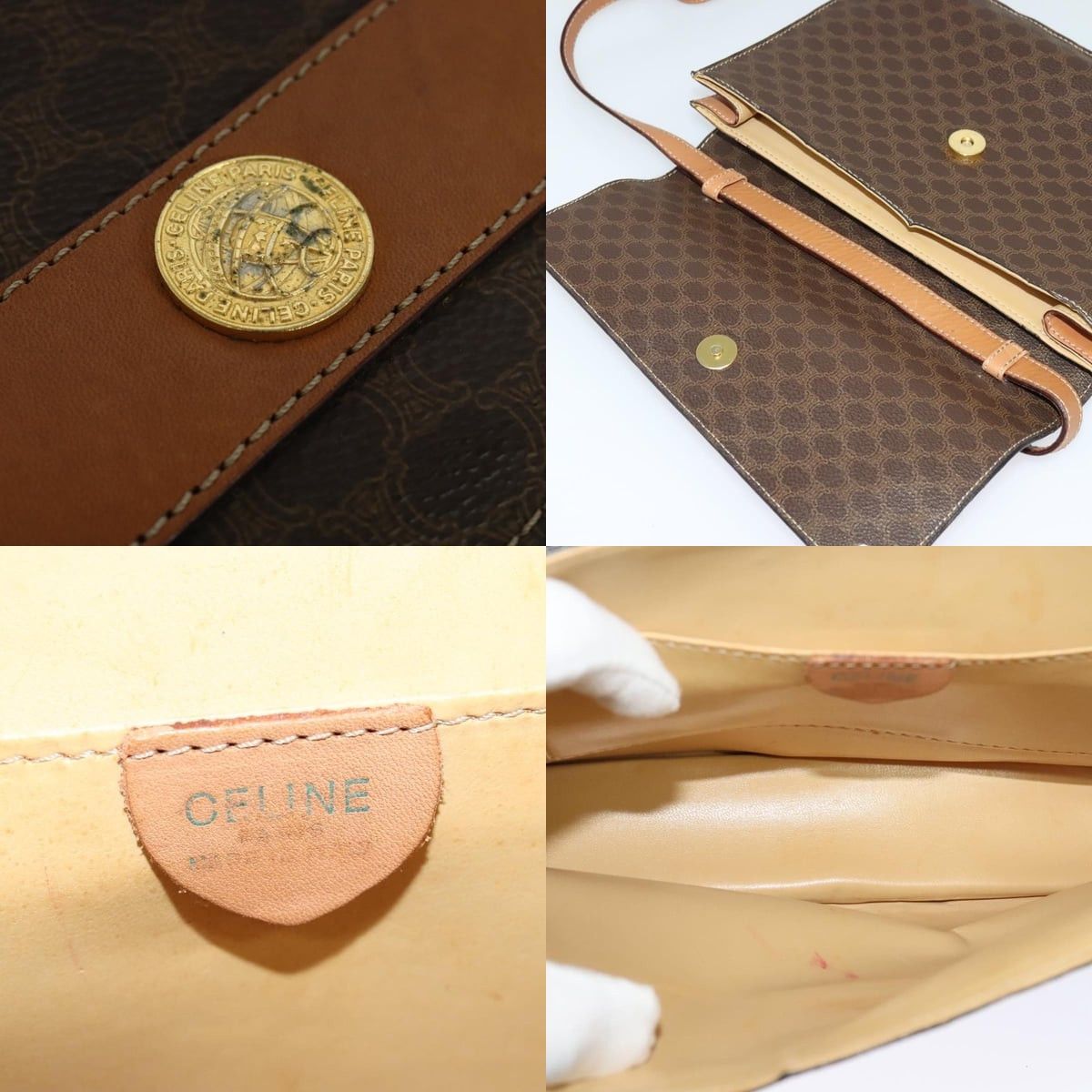 Celine CELINE Macadam Canvas Coin Shoulder Bag Pvc Leather Brown Size ONE SIZE - 11 Thumbnail