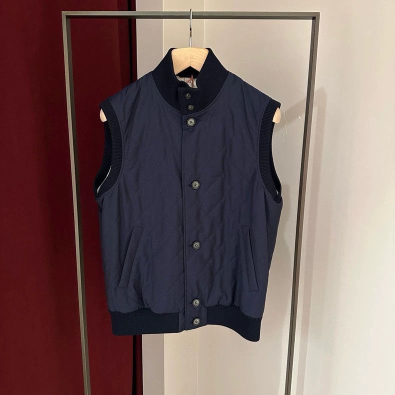Loro Piana LORO PIANA Men's windproof collar diamond pattern cotton v Size US M / EU 48-50 / 2 - 1 Thumbnail