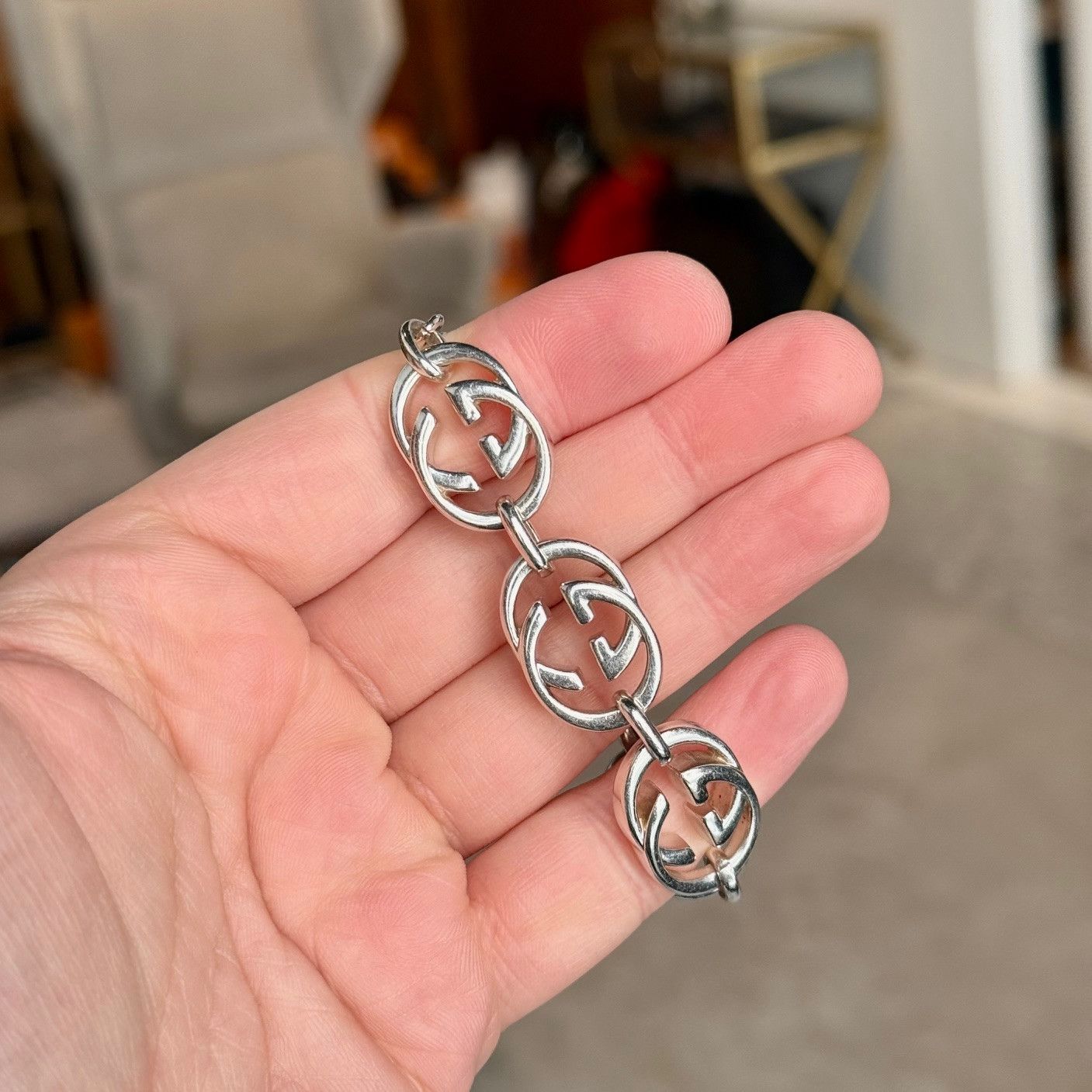 Gucci Gucci 925 Sterling Silver GG Britt Chain Bracelet Size ONE SIZE - 6 Thumbnail