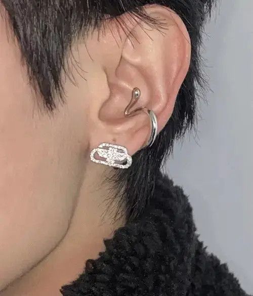 Sterling Silver Retro full diamond earrings Size ONE SIZE - 2 Thumbnail