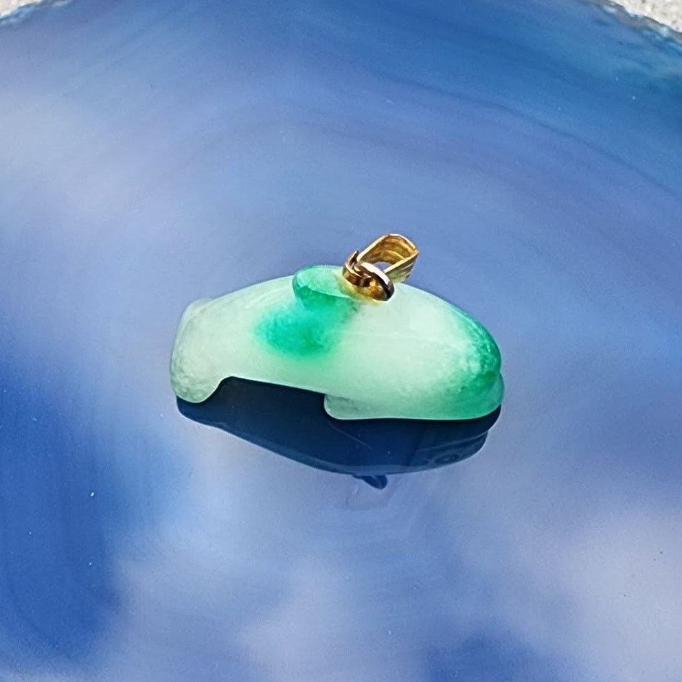 Vintage Vintage Polished Jadeite Etched Dolphin Pendant Charm Size ONE SIZE - 3 Thumbnail