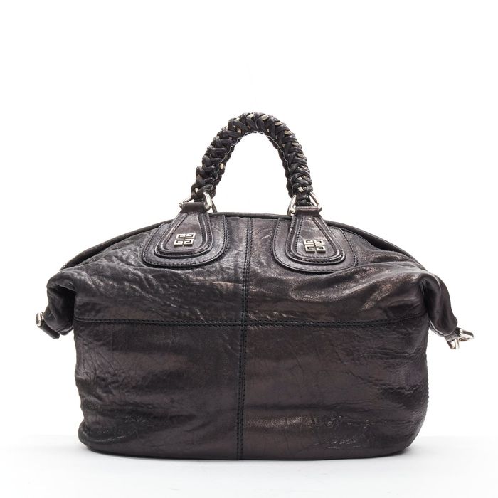 Givenchy GIVENCHY Nightingale black wrinkled lambskin braided chain top ...