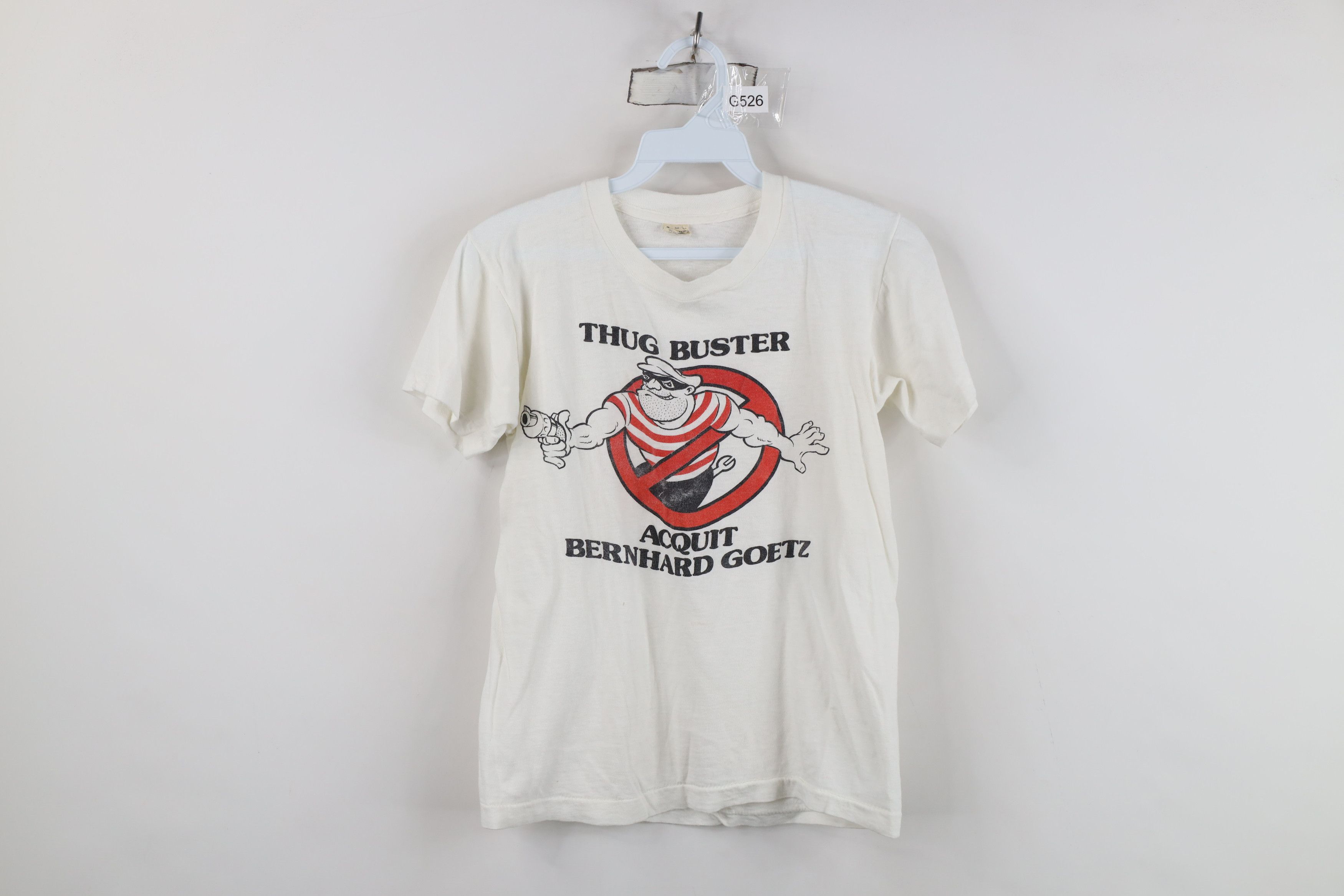Vintage Vintage 80s Acquit Bernhard Goetz New York T-Shirt USA Size S / US 4 / IT 40 - 1 Thumbnail