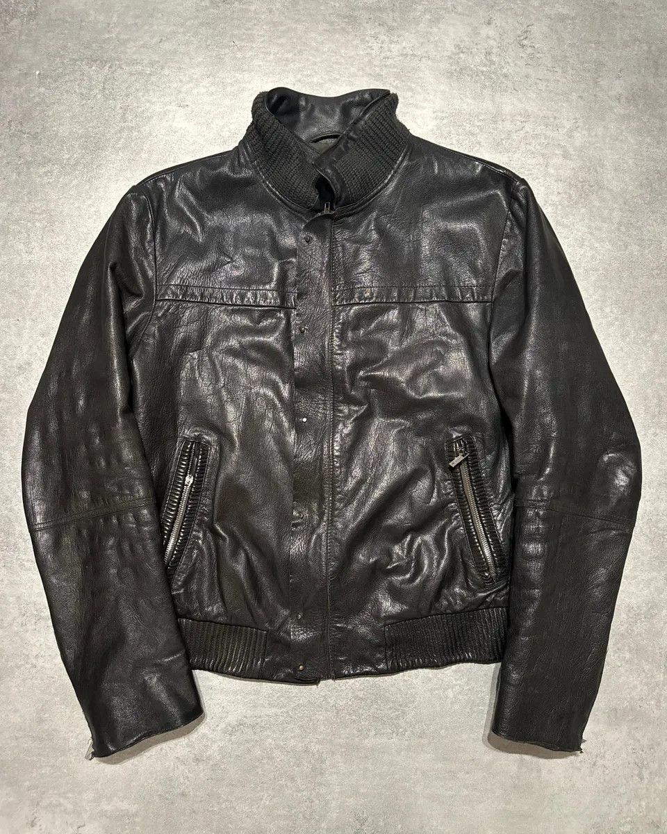 Emporio Armani AW2004 Emporio Armani Black Long Minimalist Leather