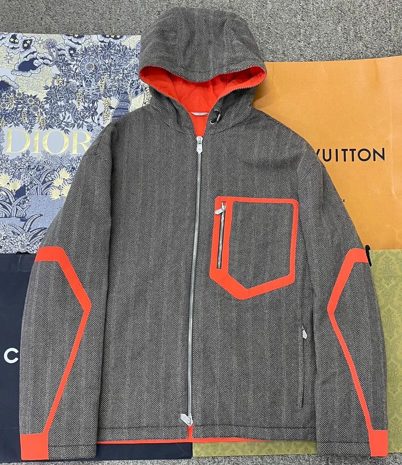 Hermes Men's Gray Wool Hooded Jacket