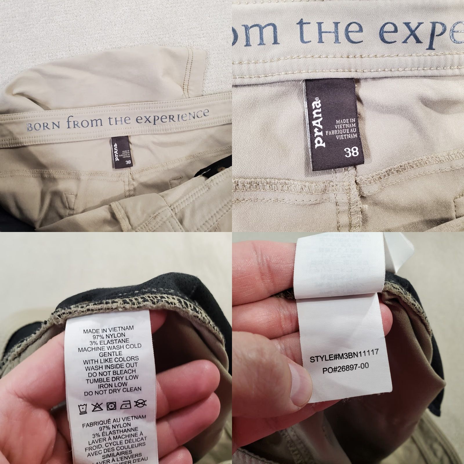 Prana PrAna Brion Shorts Mens 38 11" Inseam Beige Hiking Outdoors Regular Chino Nylon Spandex Logo Pockets Front Flat Front Vintage No Size US 38 / EU 54 - 8 Thumbnail