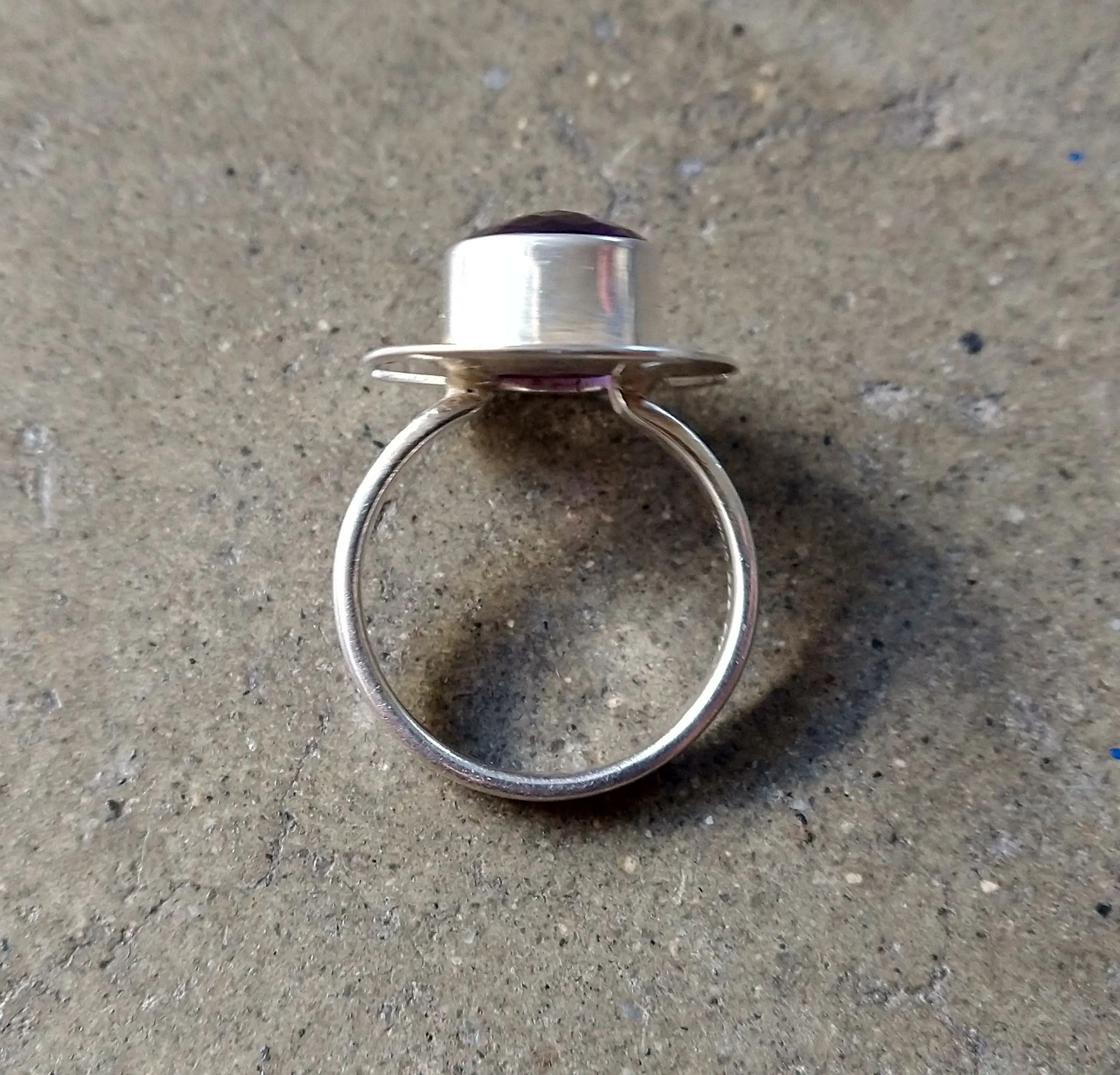 Vintage Vintage Sterling Silver Ring Purple Amethyst 11.75 Faceted Size ONE SIZE - 5 Thumbnail