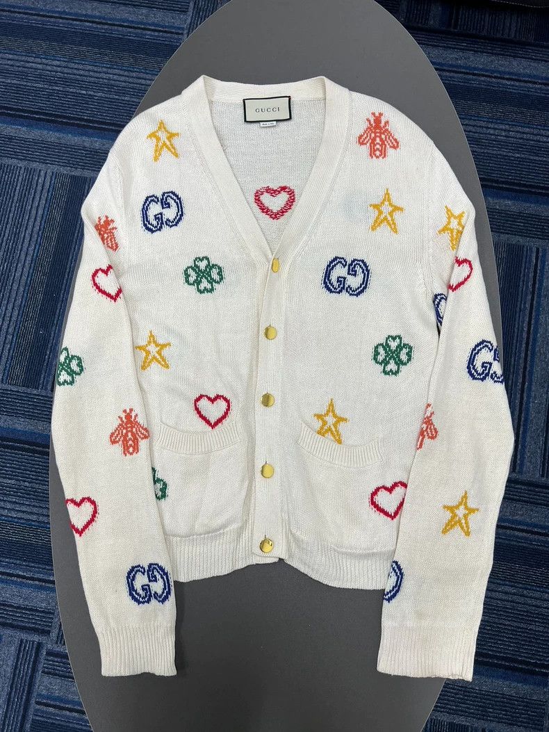 Gucci Patterned Logo Cardigan Jacket 2504-Nextarrow