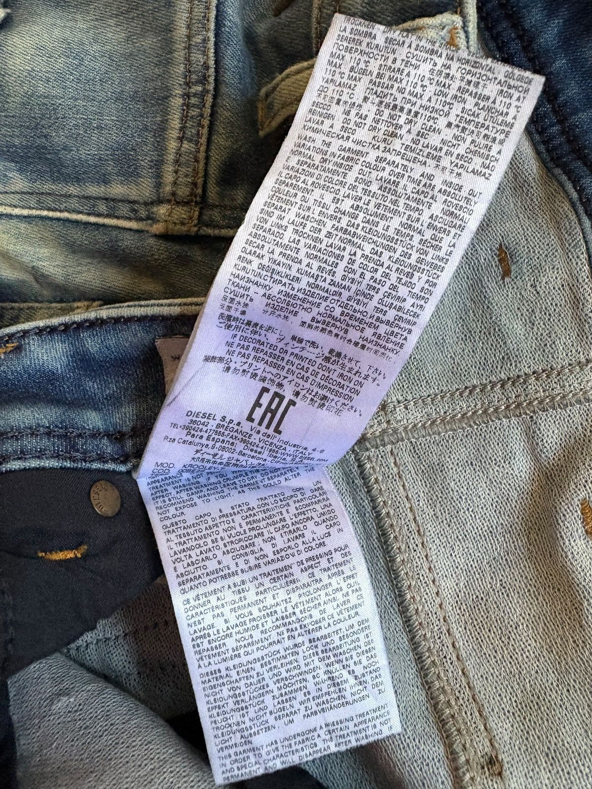 Diesel Vintage Diesel Krooley-T Bleached Distressed Ripped Jeans Size US 34 / EU 50 - 12 Thumbnail