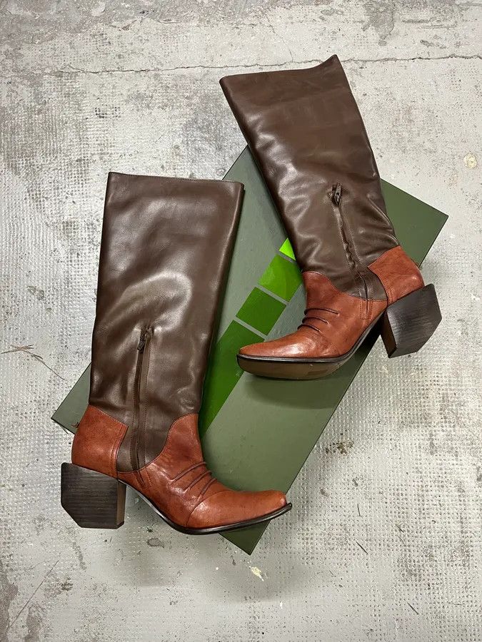 Marithe + Francois Girbaud Marithé + François Girbaud Indiana Leather Brown Boots Size US 8 / IT 38 - 2 Thumbnail