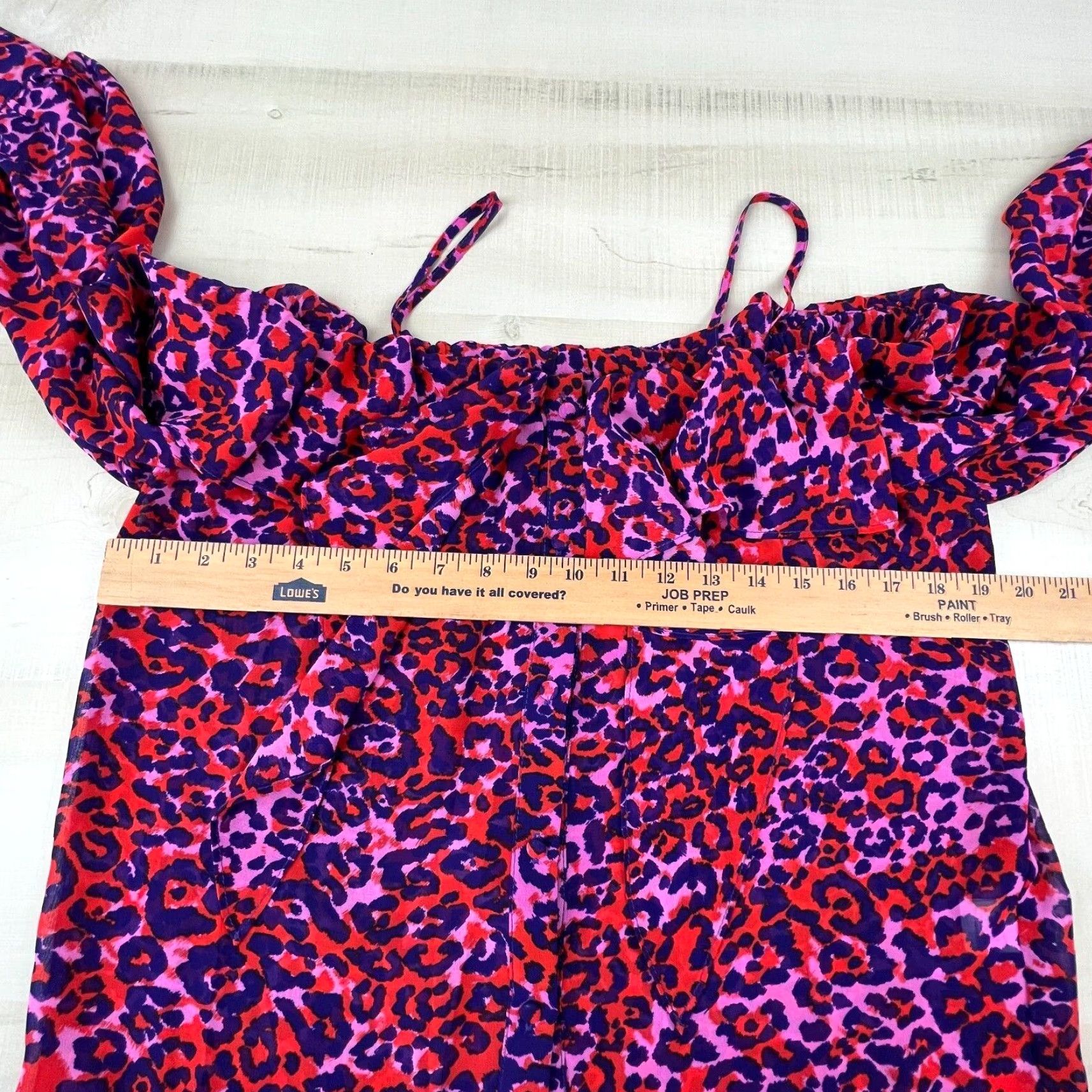 Vintage Signature8 Leopard Print Off Shoulder Semi Sheer Womens Blouse Small Purple Size S / US 4 / IT 40 - 7 Thumbnail