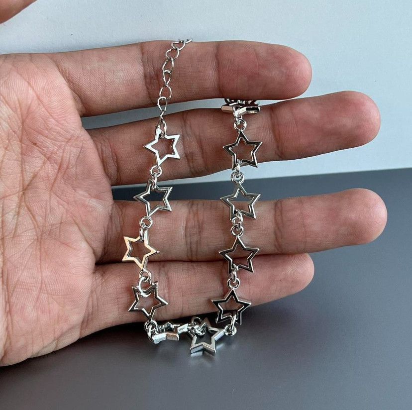 Jewelry y2k 2000s star stacked cute goth grunge silver bracelet Size ONE SIZE - 4 Thumbnail