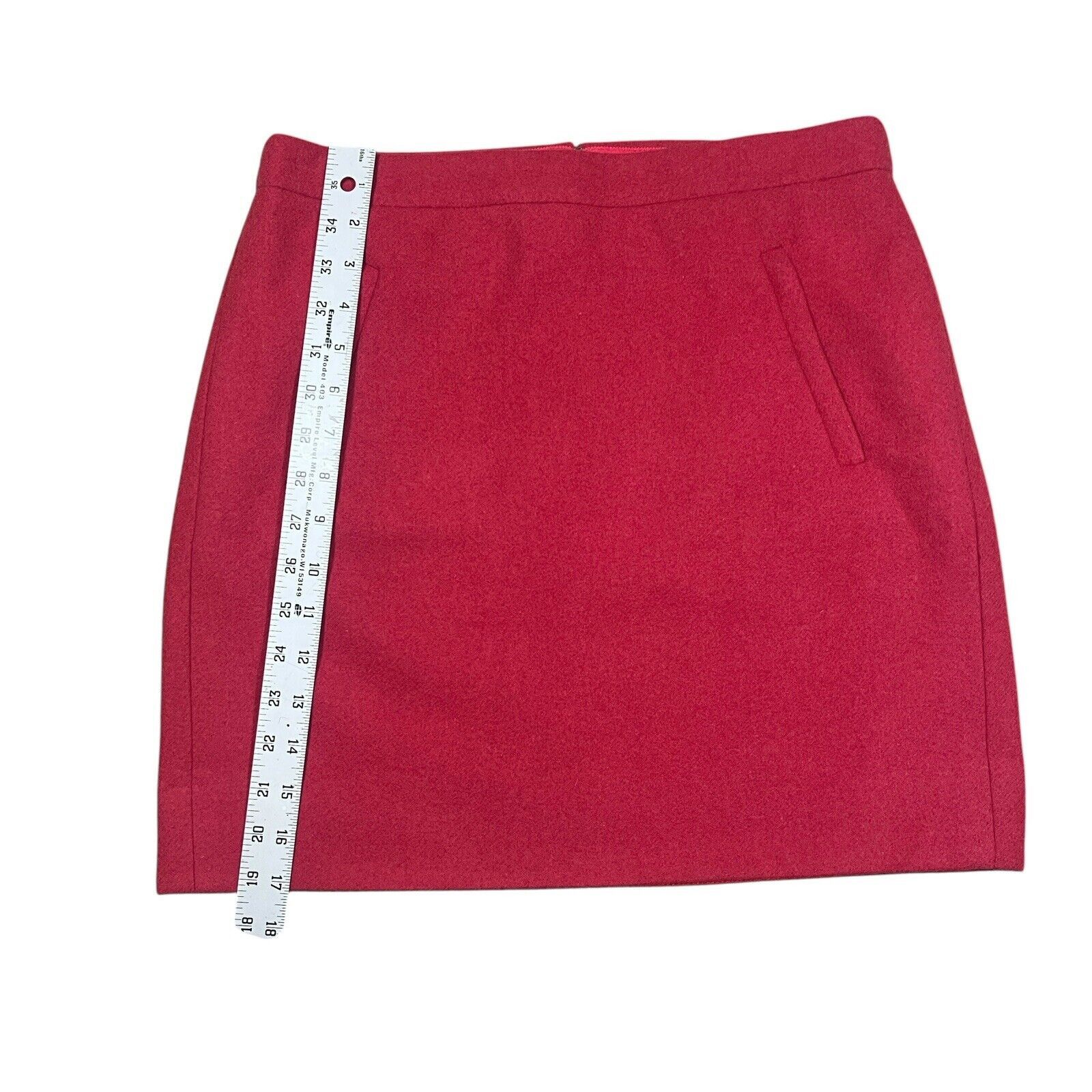J.Crew J.Crew Wool Blend Mini Pencil Short Skirt Red Career Size 4 Size 27" / US 4 / IT 40 - 2 Thumbnail