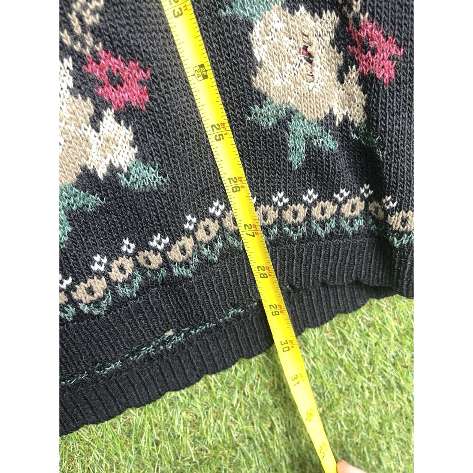 Vintage VINTAGE Grandma Sweater Womens XL Long Floral Knit 80s Rose Dana Scott Crew Neck Cozy Pullover Black - All Seasons Knitwear Womens XL Size XL / US 12-14 / IT 48-50 - 6 Thumbnail