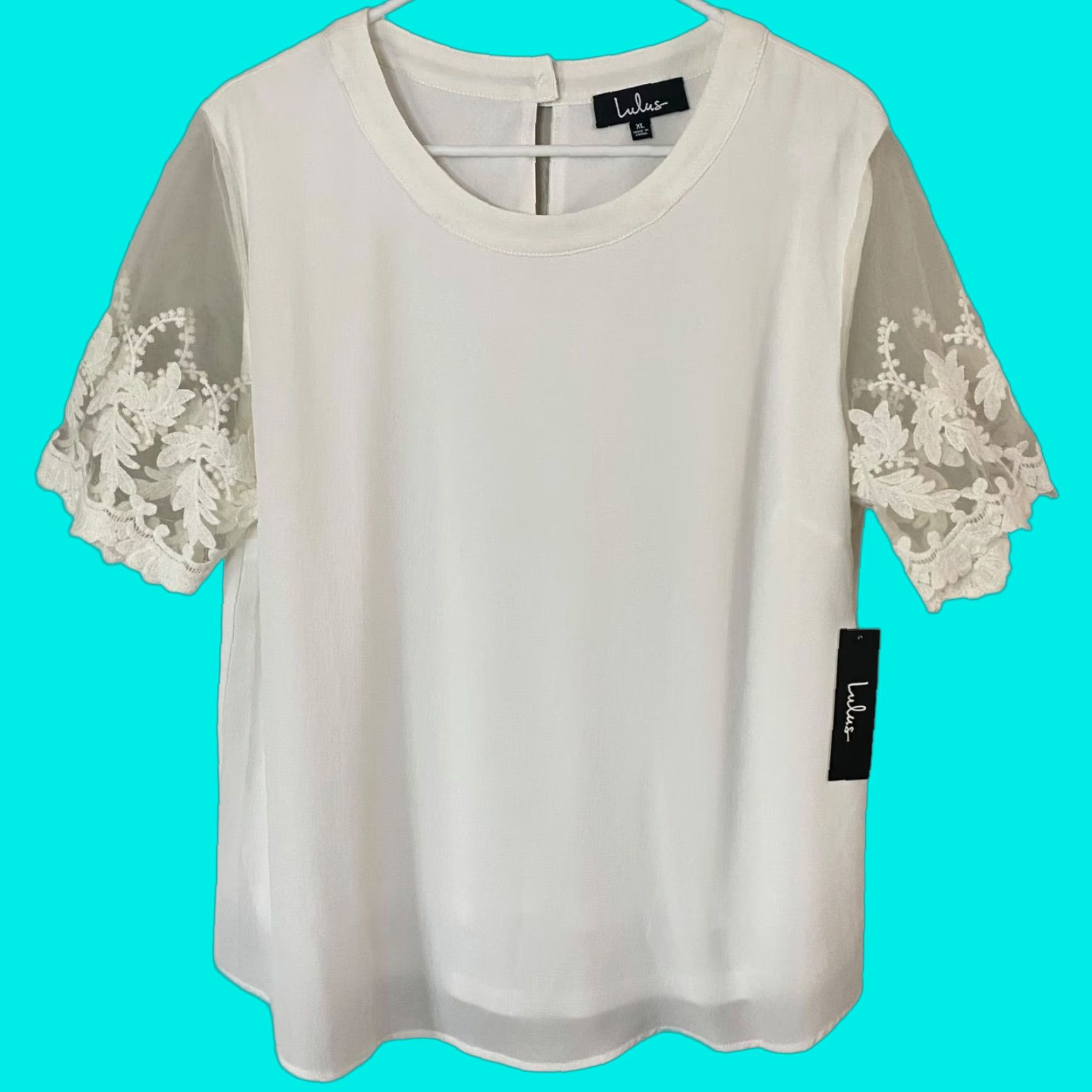 Vintage Lulu's Lisa Marie White Embroidered Top Women's XL White Lace Crochet Blouse Size XL / US 12-14 / IT 48-50 - 1 Thumbnail