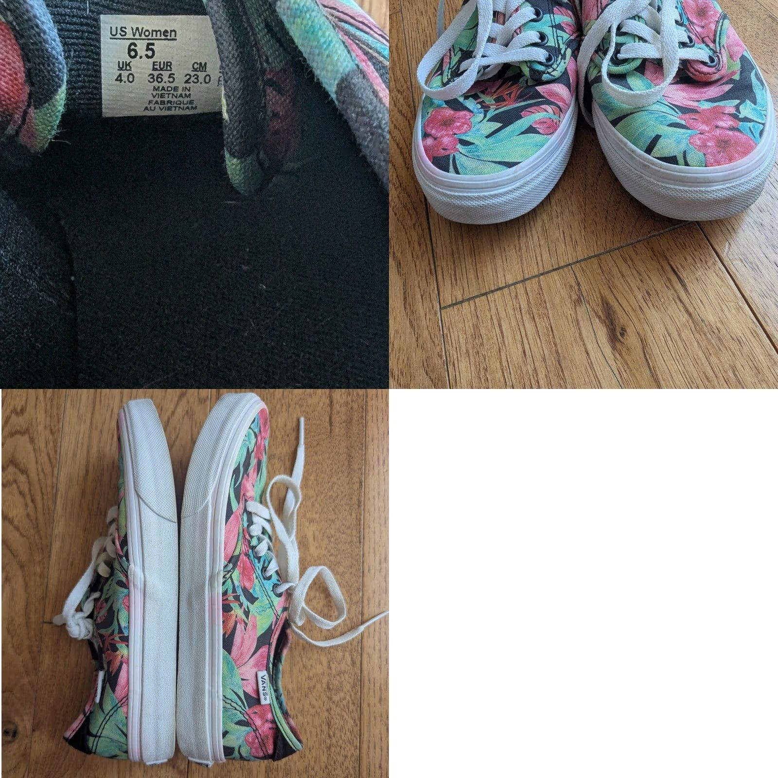 Vans Vans Tropical Floral Print Sneaker Black Pink Hibiscus Canvas Women Casual 6.5 Size US 4 / IT 34 - 8 Thumbnail