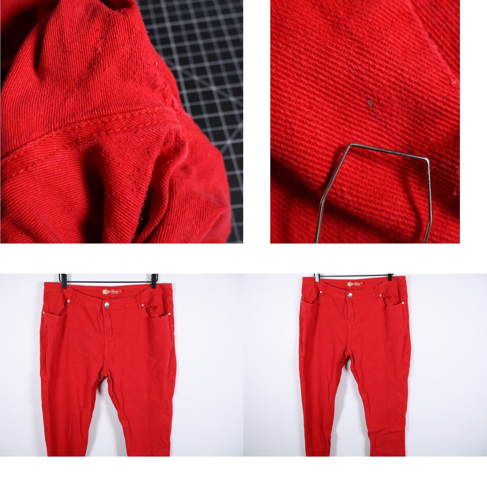 Vintage VINTAGE Apple Bottoms Jeans Women's 14 (38 x 29) Red Embellished Rhinestones Stretch Denim Size 36" / US 14 / IT 50 - 9 Thumbnail