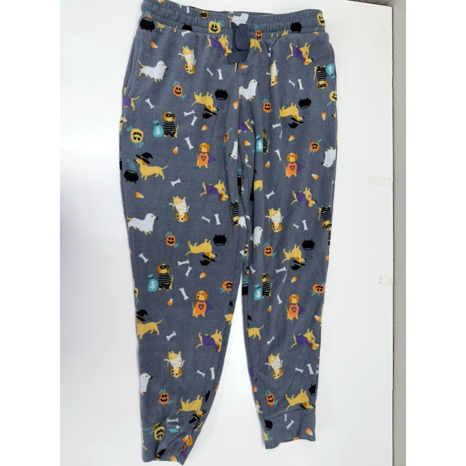 Vintage Jaclyn Intimates Womens Pants XL Gray Halloween Dog Fleece PJ Jogger Size 40" / US 18 - 2 Thumbnail