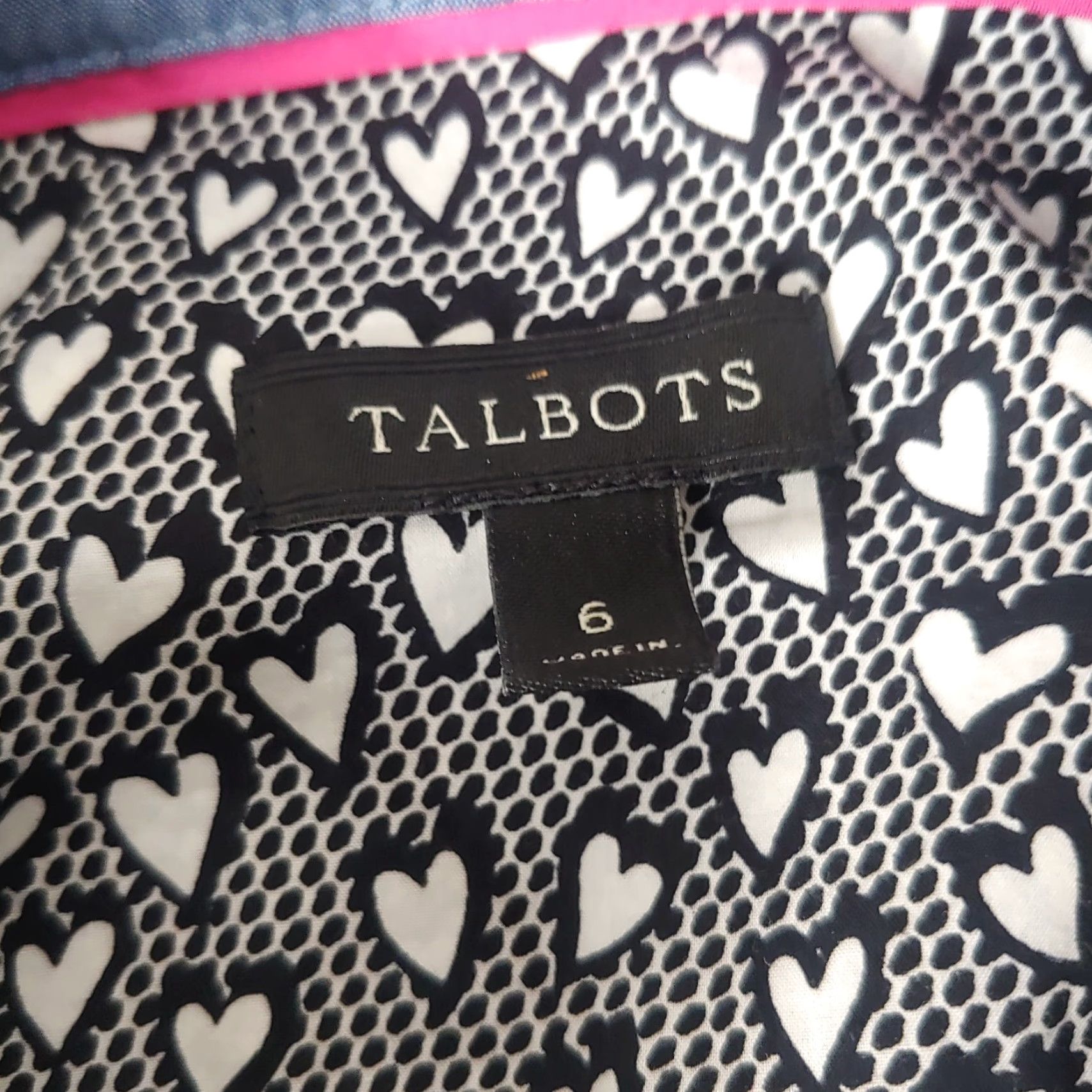Talbots Talbots Women's Blouse Size 6 Long Sleeve Heart Pattern Black White Cotton Fall Spring Winter Size M / US 6-8 / IT 42-44 - 7 Thumbnail