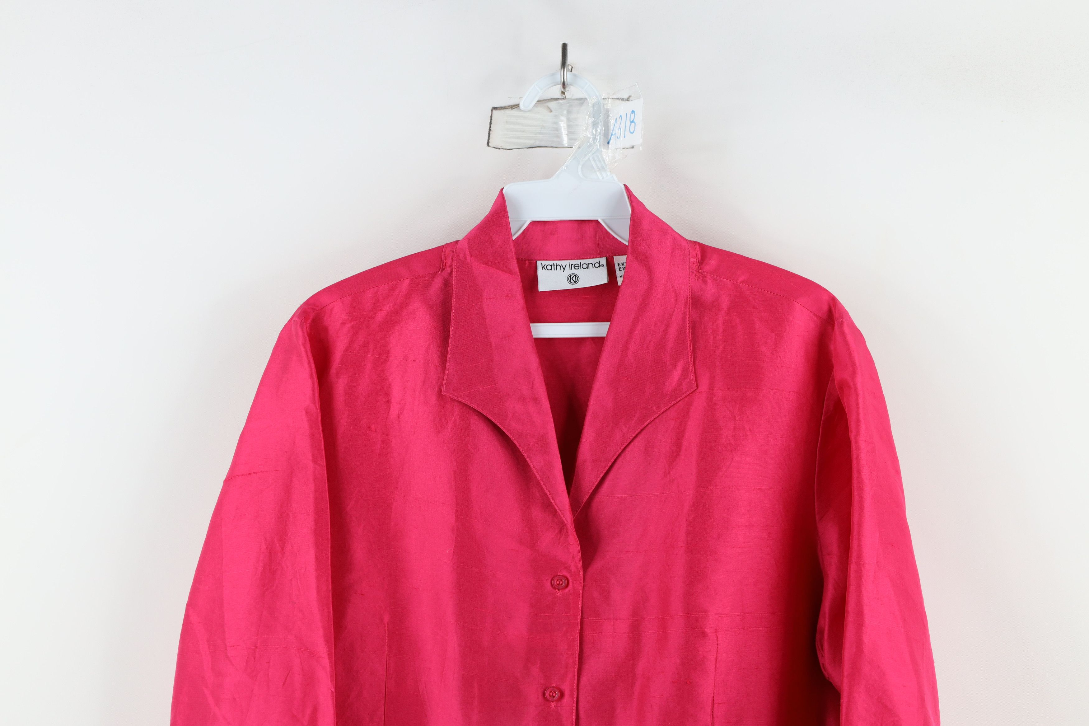 Vintage Vintage 90s Streetwear Silk Camp Collar Button Shirt Pink Size XL / US 12-14 / IT 48-50 - 2 Thumbnail